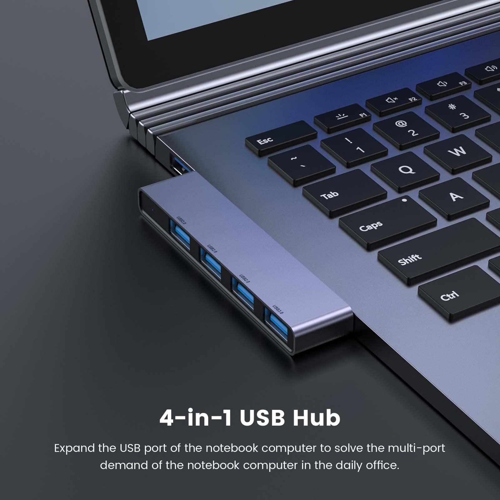 Fidioto Concentrador USB de 4 puertos (1 concentrador 3.0, 3 concentradores 2.0) USB Splitter USB Expander para computadora portátil, PC con Windows, Mac, impresora, unidad flash, disco duro móvil, PC portátil