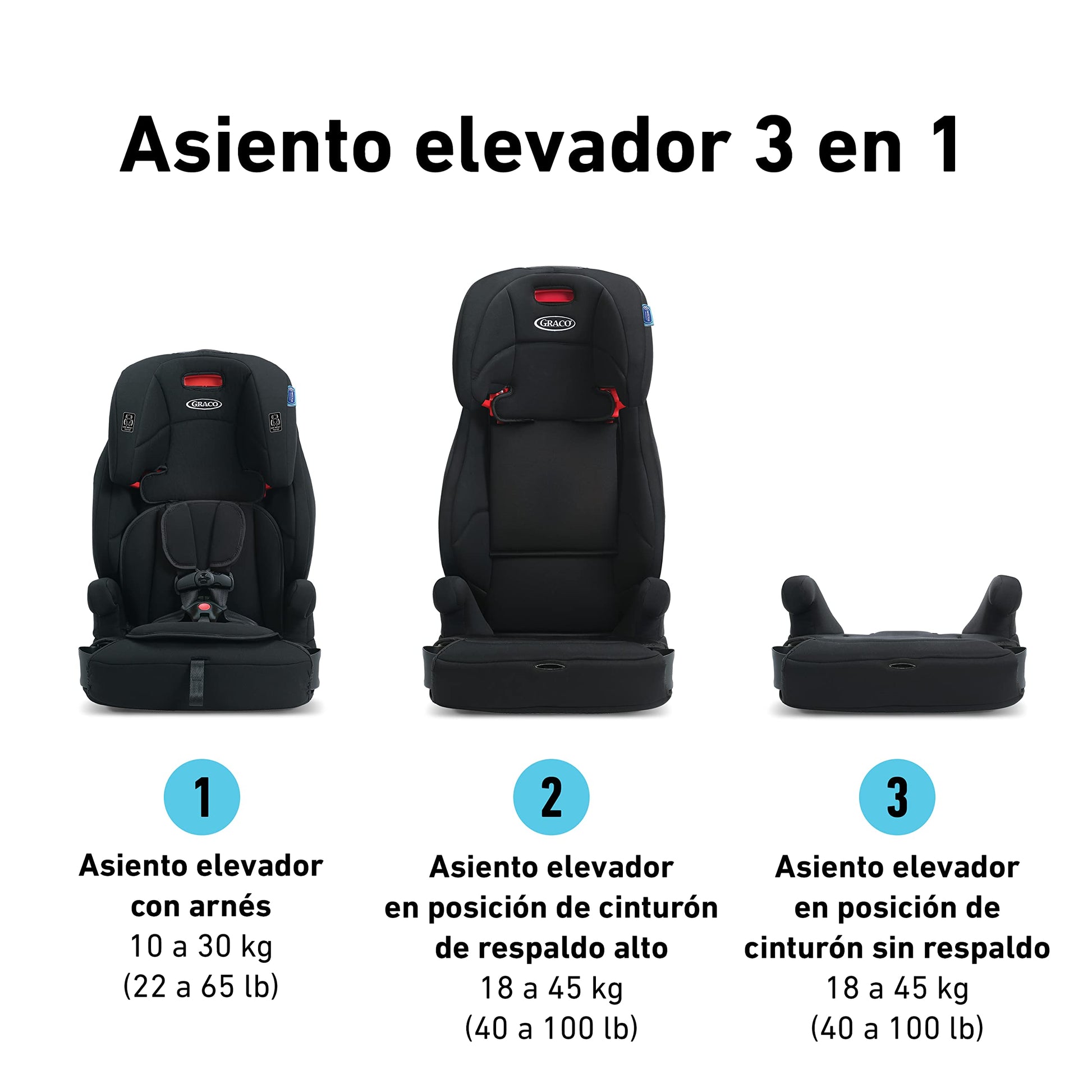 Graco - Asiento de coche Tranzitions 3-en-1 Harness Booster, Proof