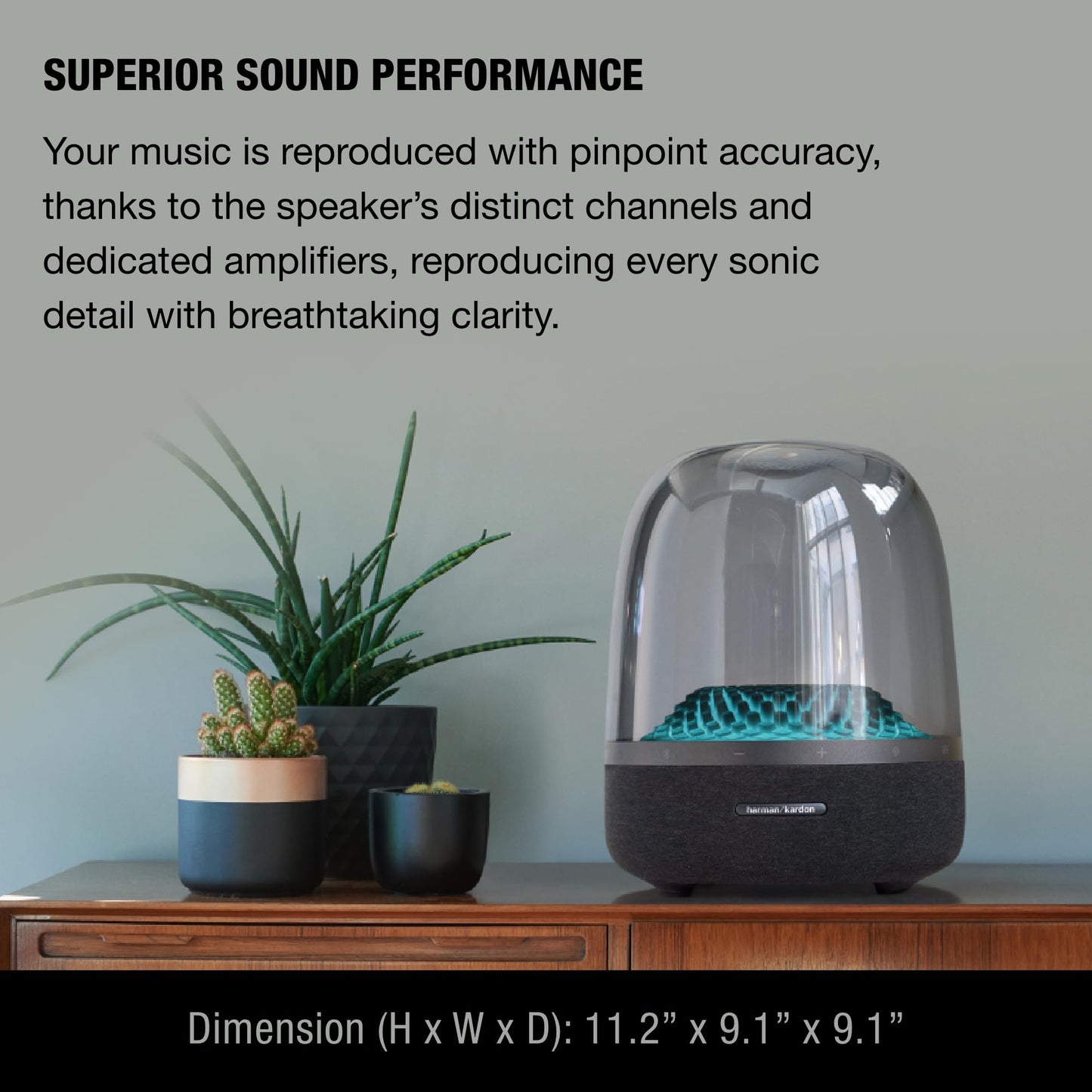 Harman Kardon Aura Studio 4, Bocina Inalámbrica Bluetooth, 100W de Potencia, Efecto de Luz Ondulado, Materiales Reciclados - Negro