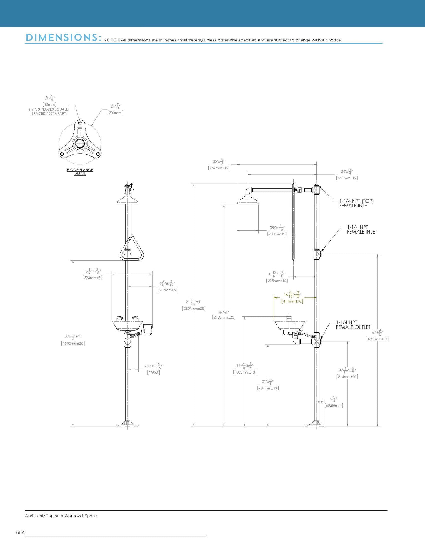 Estación de Seguridad Speakman Tradicional Acero Inoxidable Base 3,1 cm