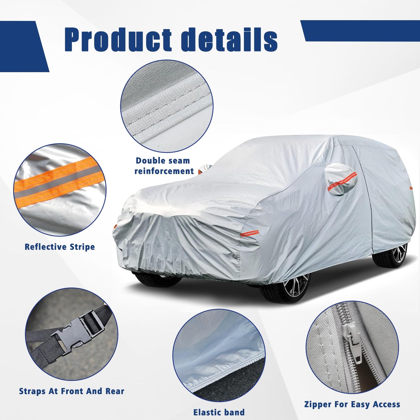 Kayme - Funda de coche SUV de 6 capas, personalizada para BMW X1 (2009-2023), impermeable a todo tipo de clima para automóviles, cubierta completa para exteriores, lluvia, sol, protección UV. Plateada