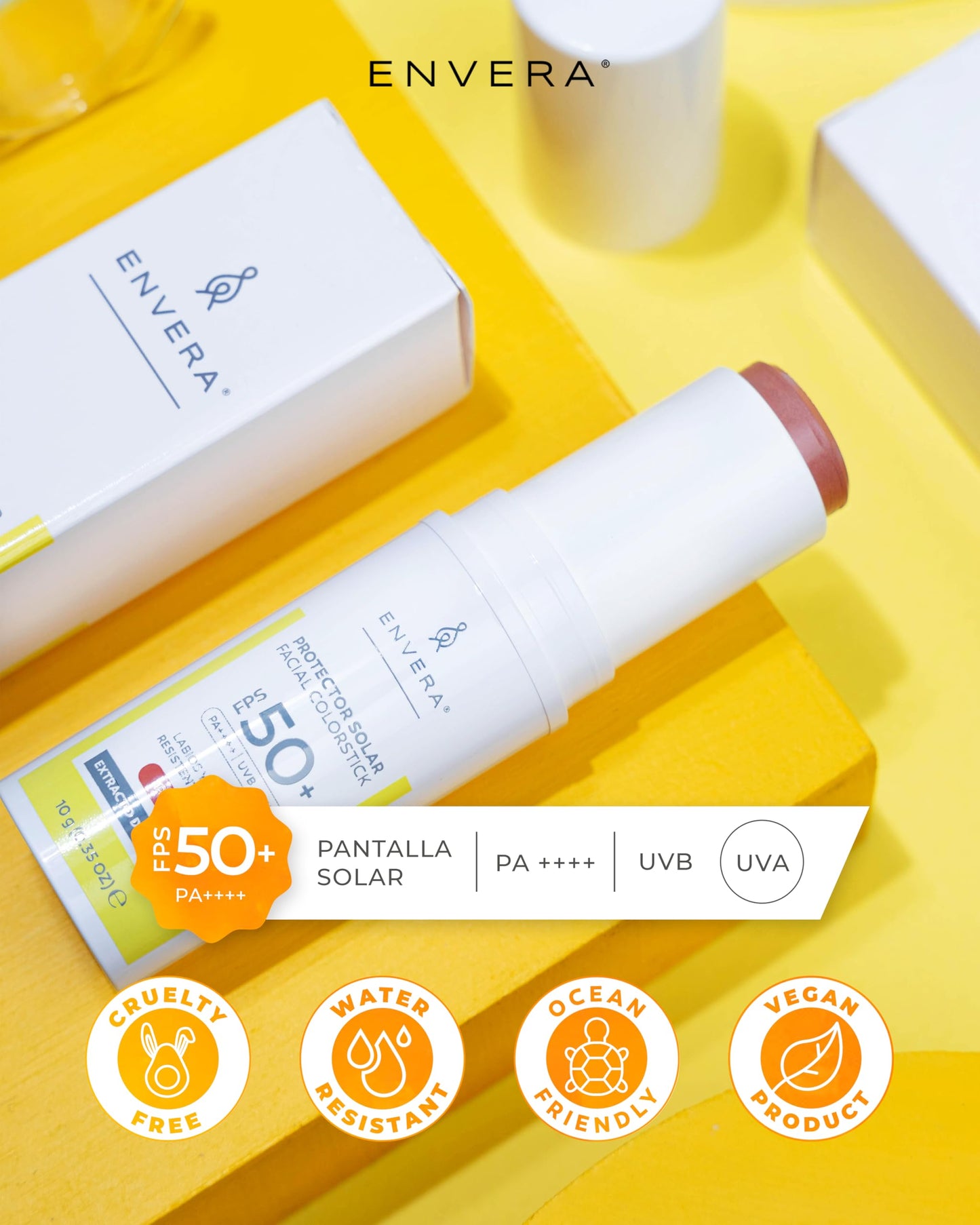 Protector Solar Facial Envera Peachy FPS 50+ PA++++ Vegano y Cruelty Free