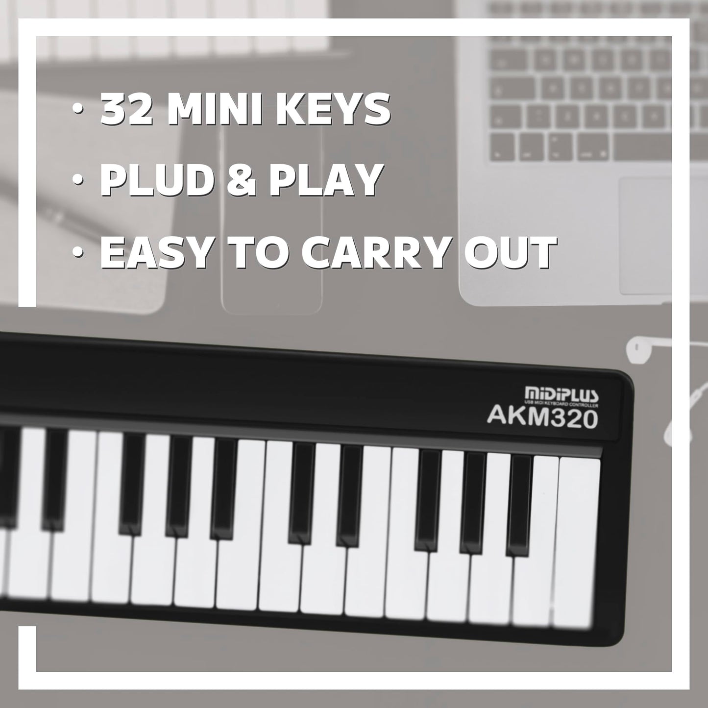 Midiplus AKM320 Controlador MIDI de 32 teclas, Teclado, 32-Key