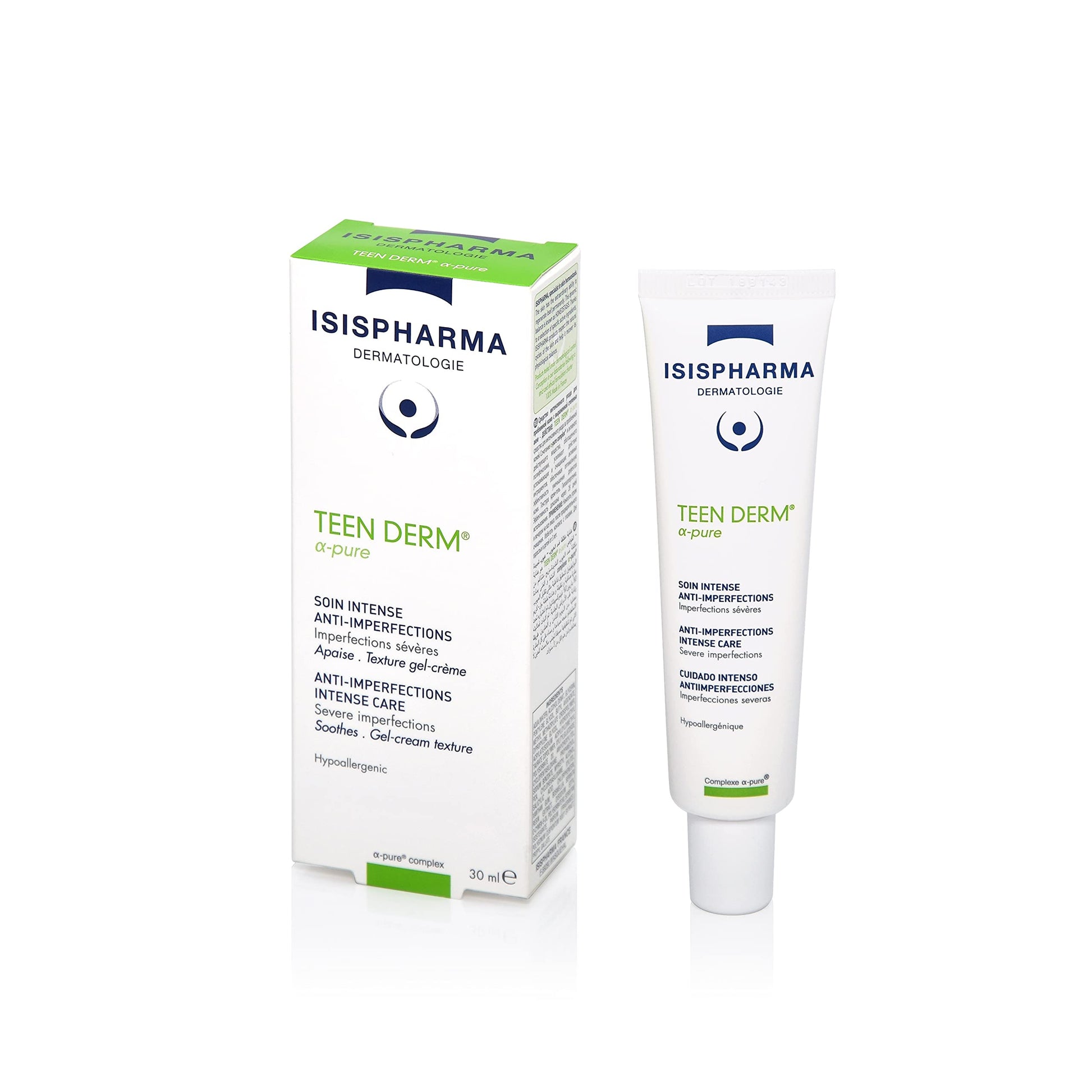 Isispharma Teen Derm Alpha Pure, Tratamiento intenso anti-imperfecciones para piel grasa, 30ml