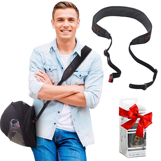Ez Go - Transportador de Casco de Motocicleta –, Forma Manos Libres para Llevar Casco, Correa para el Hombro para Motociclista. solución Alternativa para Bolsas de Cascos de Motos (Negro)