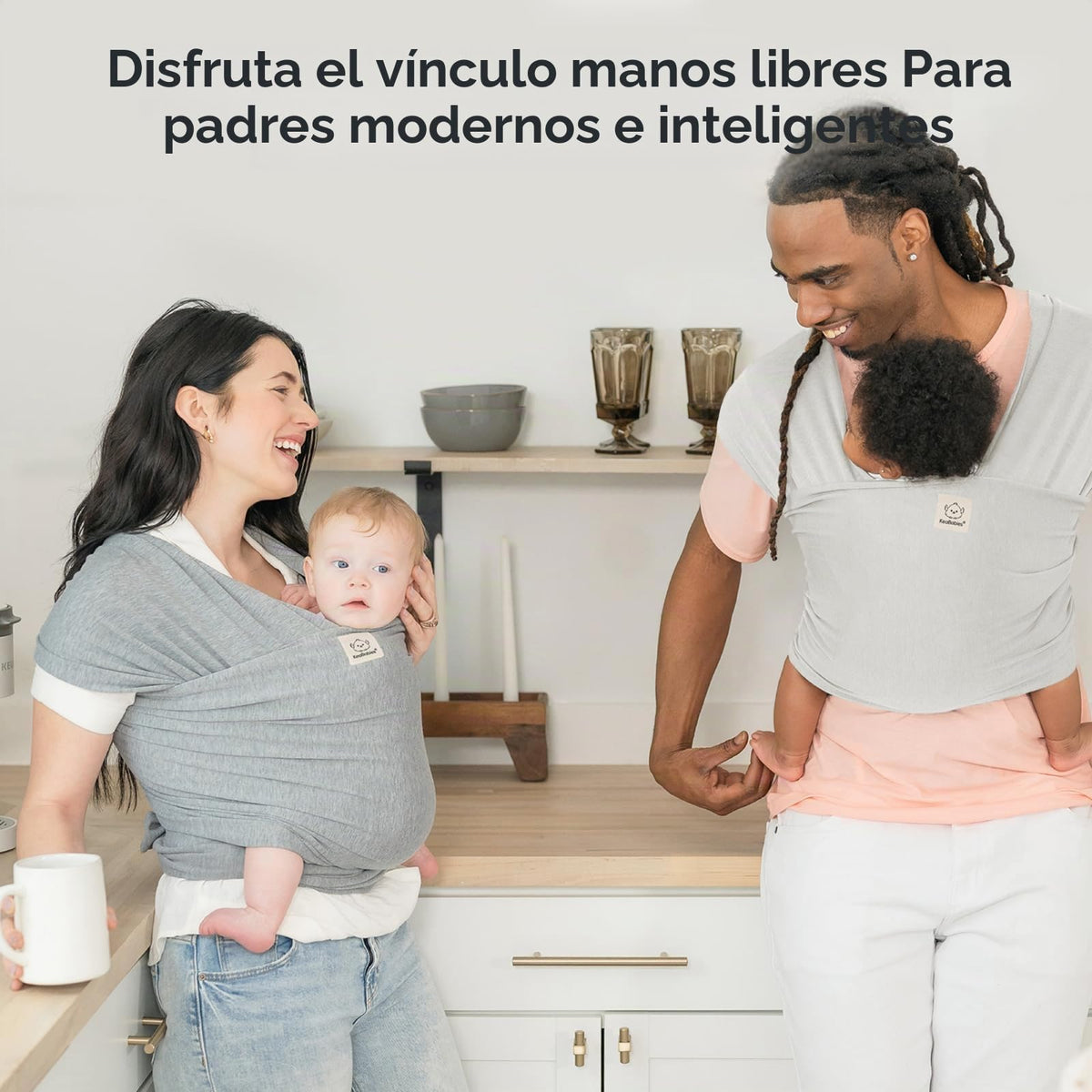 KeaBabies - Portabebés Original Todo en 1 para Bebés Recién Nacidos a Niños, Fácil de Llevar, Unión Manos Libres, Envoltura Ligera y Transpirable para (Rhino)