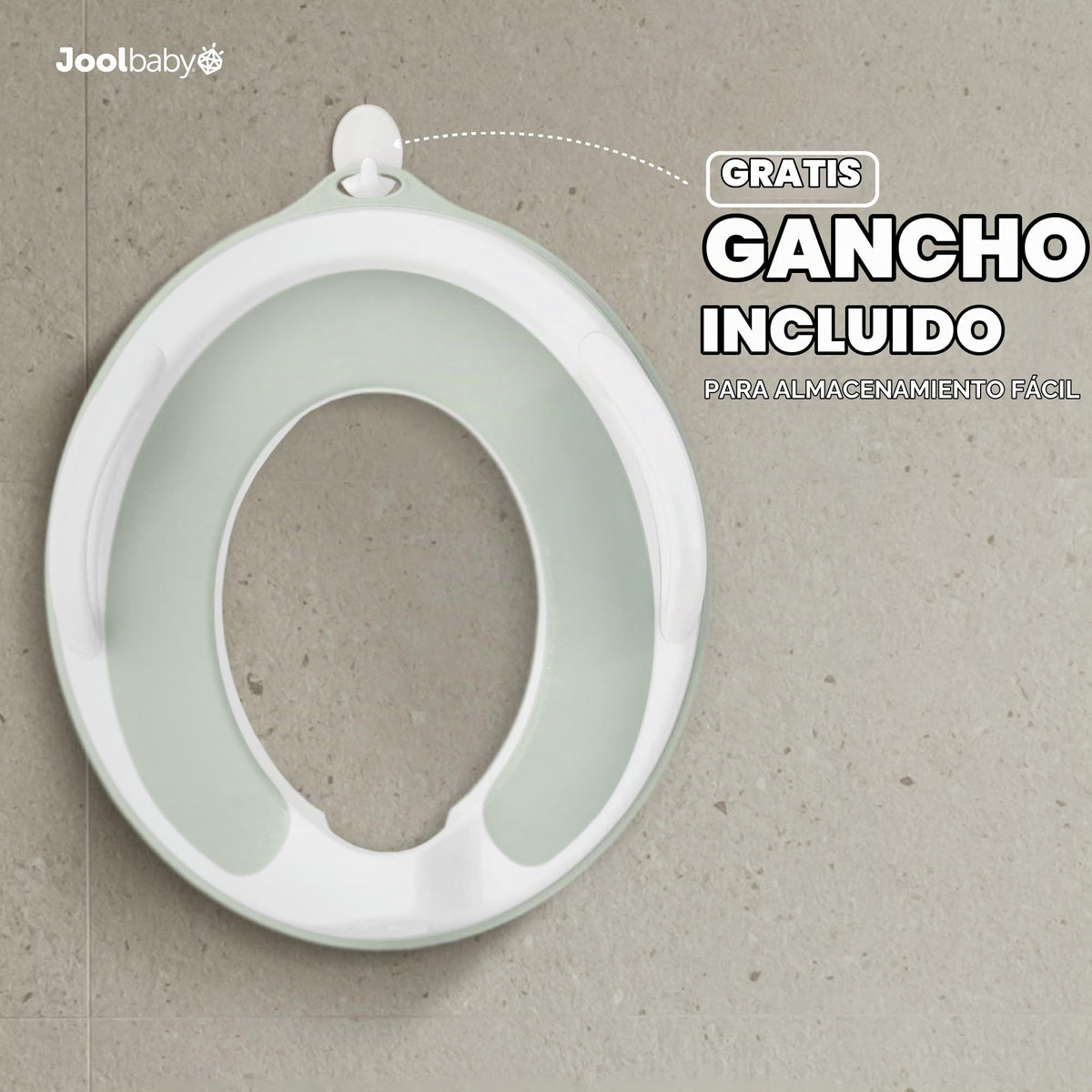 Jool Baby Asiento de entrenamiento para inodoro para niños y niñas con asas, se adapta a inodoros redondos y ovalados, antideslizante con protector contra salpicaduras, incluye gancho de