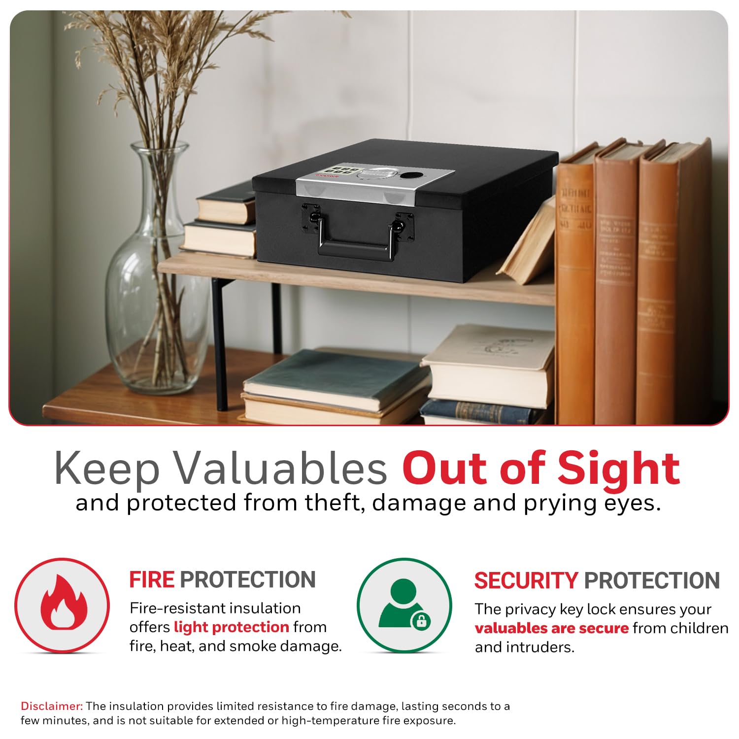 Honeywell Caja de Seguridad Digital Hecha de Acero Resistente al Fuego, 0,26 pies cúbicos, 0.26 Cubic Feet, Negro