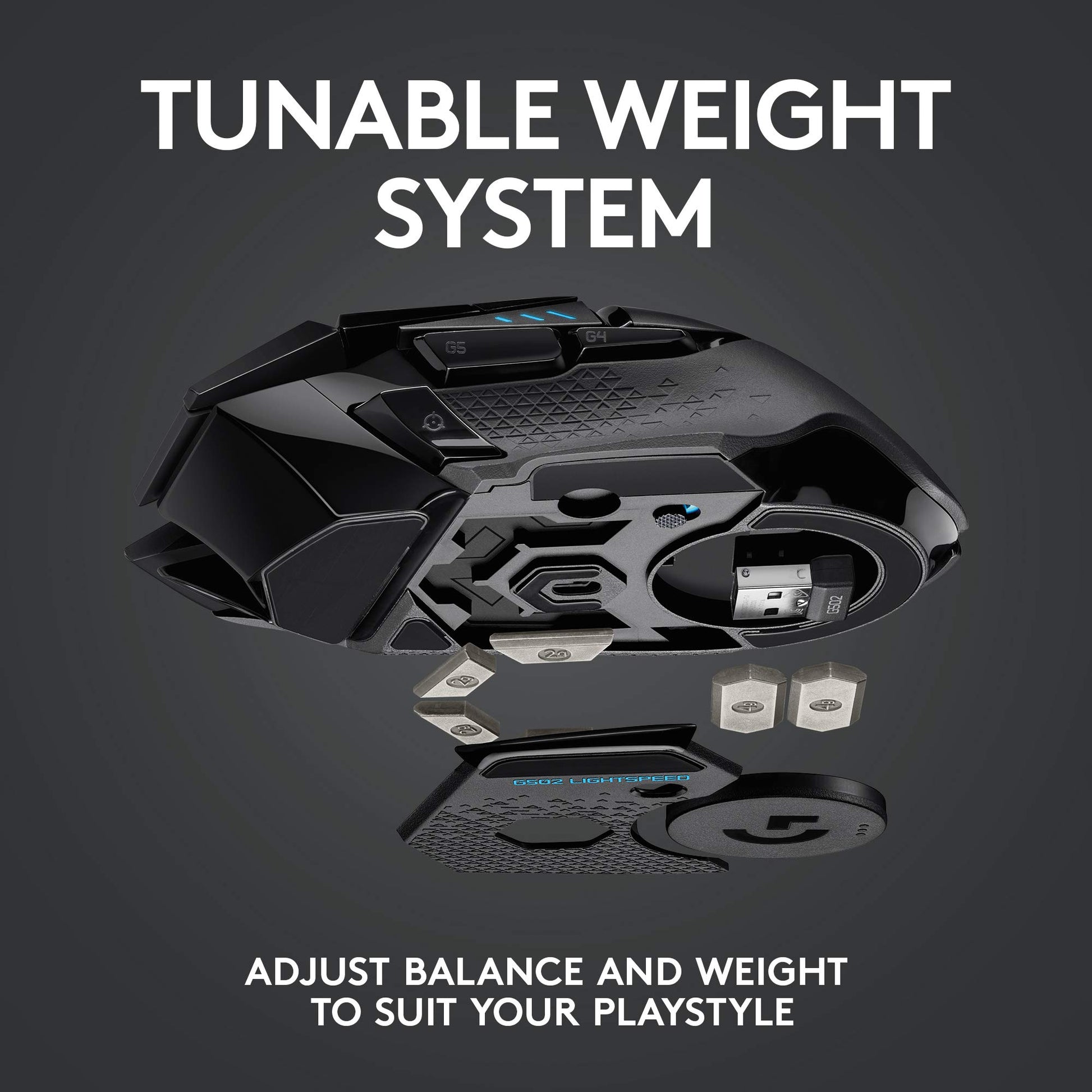 Logitech G Mouse inalámbrico para Juegos 502 Lightspeed con Sensor Hero 25K, Compatible con PowerPlay, Pesos sintonizables y Lightsync RGB, Negro