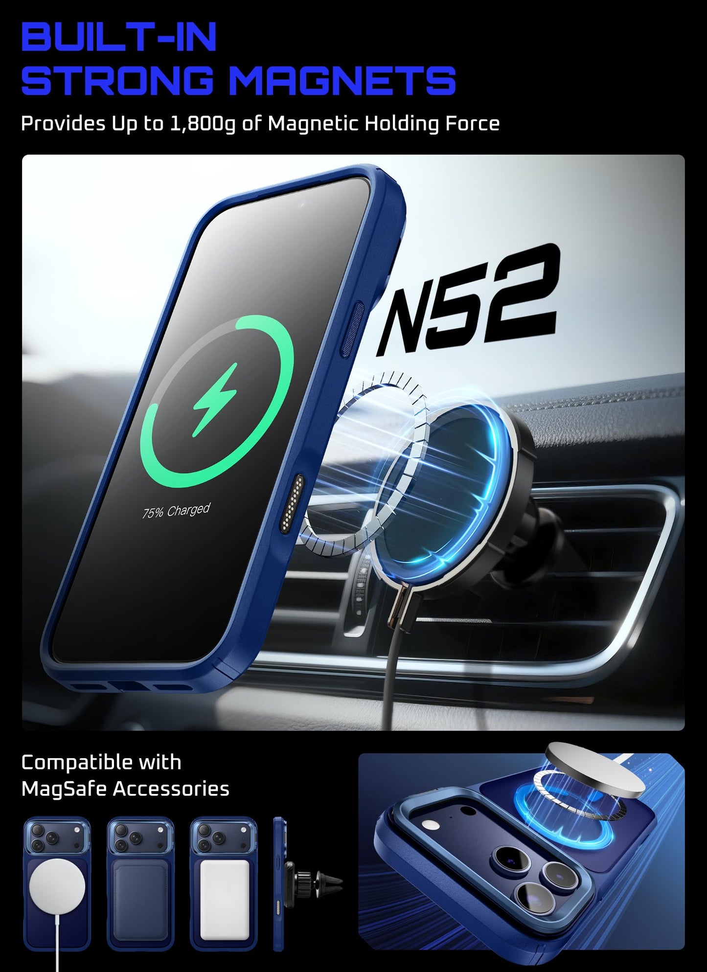 SUPCASE Funda Magnética para iPhone 17 Pro MAX Case Compatible con MagSafe [Unicorn Beetle mag] Resistente Carcasa Delgada Translúcida Mate para iPhone 17 Pro MAX - Azul