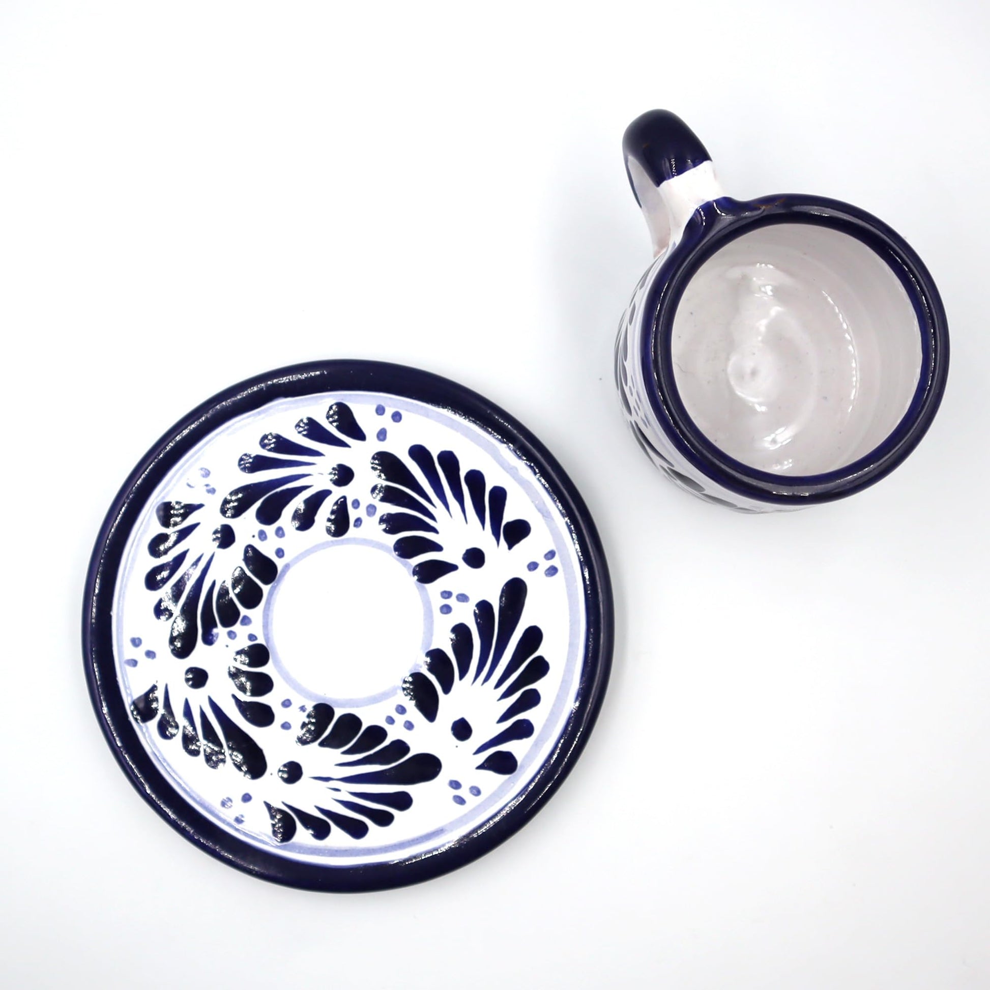 Juego de Tazas de Café Expresso Nubexpo Talavera Poblana Artesanía Mexicana 2 Piezas