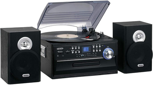 Jensen JTA475B 3-Speed Turntable with CD, AM/FM Stereo Radio, Cassette and Remote