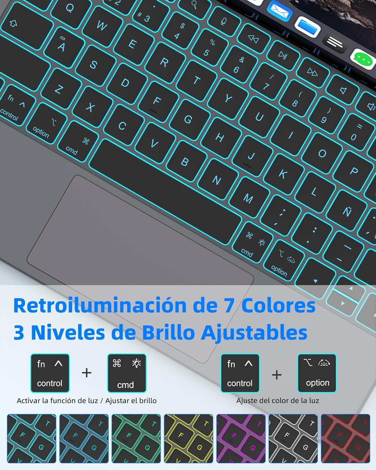 Teclado Magic MUINJOJM Negro Compatible iPad 11ª Generación y 10ª Generación