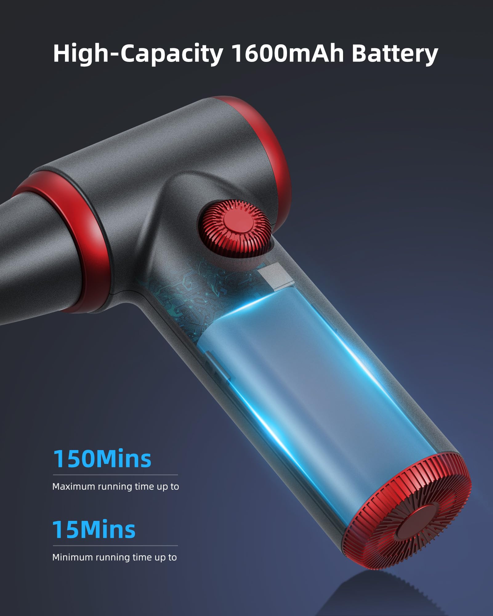 Koonie - Plumero de Aire inalámbrico, Funciona con Pilas, portátil reemplaza latas de Aire comprimido, soplador de Aire de Carga rápida de 6000 mAh 10 W, sin Gas para Teclado de computadora, Coche,