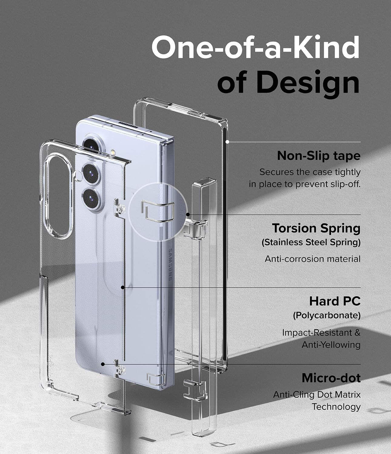 Funda Slim Hinge Ringke Clear Compatible Samsung Galaxy Z Fold 5 5G Tecnología Transparente Carcasa Sólida a Prueba de Choques