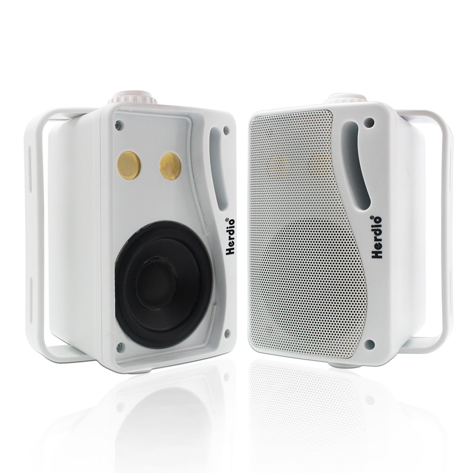 Herdio 3.5 Pulgadas Bocinas para Exterior,200W Altavoces para Exteriores, Resistente al Agua, Adecuado para el hogar, Patio, Terraza,Patio Trasero (2 Altavoces,Blanco)