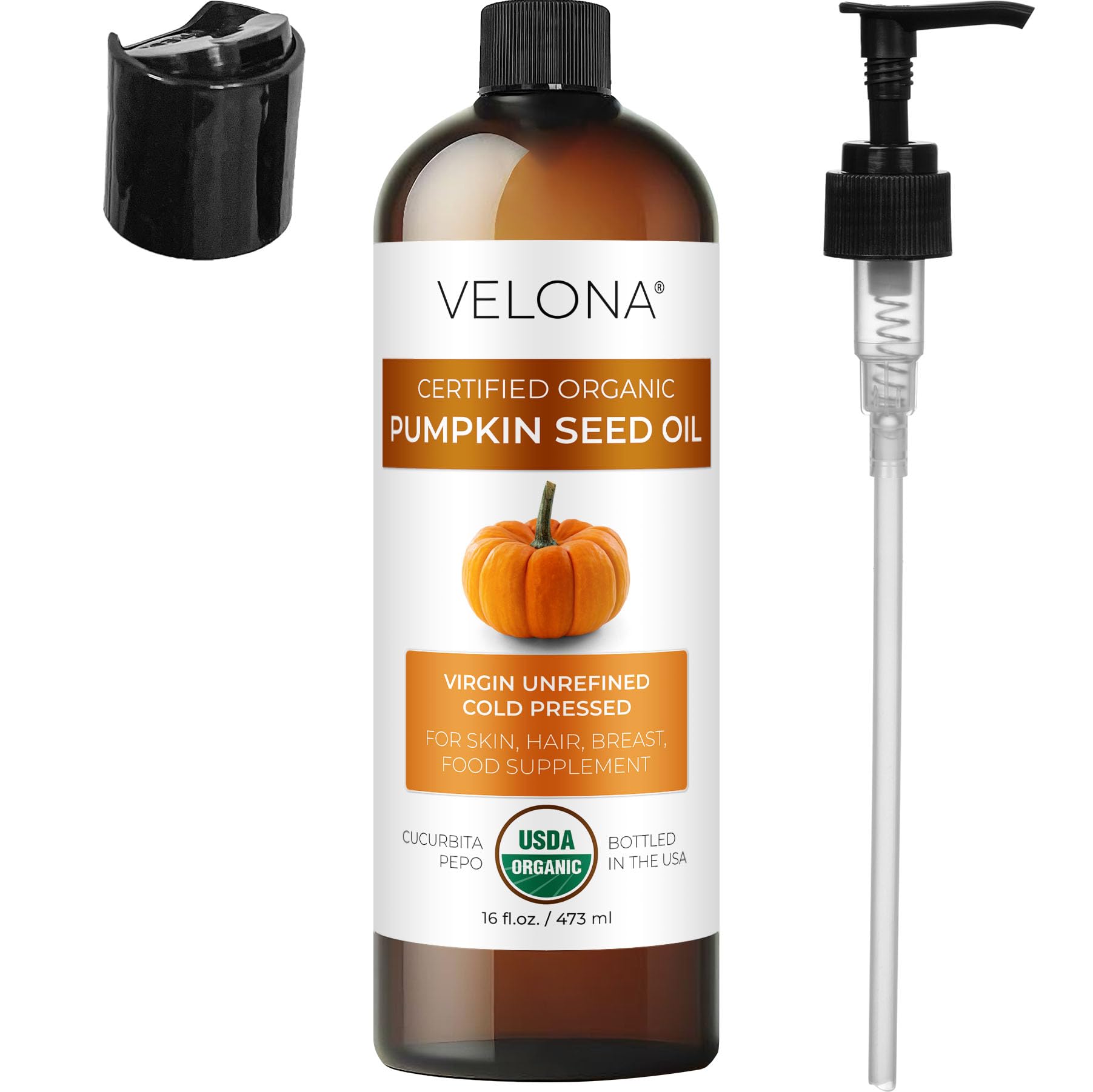 Pumpkin Seed Oil UNREFINED Organic Carrier Cold Pressed Virgin RAW VELONA (16oz)
