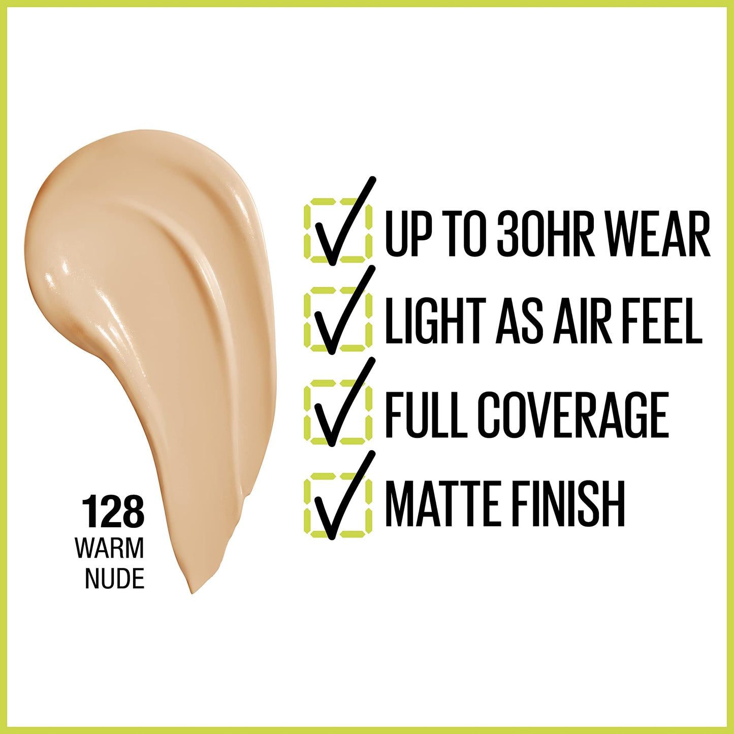 Maybelline Base de Maquillaje Superstay, Full Coverage, 128 Warm Nude, 30 ml