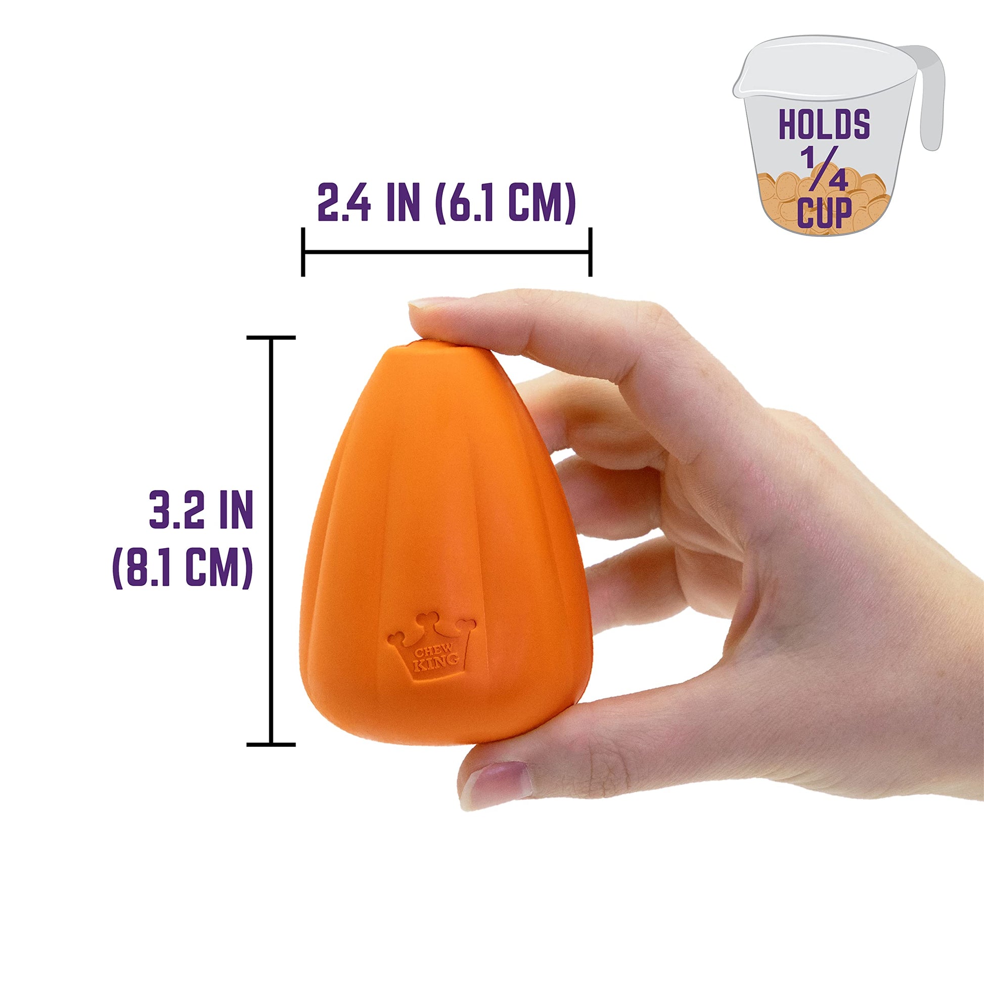 Chew King Juguete de Alta Calidad para Perro, Juguete de Goma Natural Extremadamente Duradero, Juguete para Perro con Sabor a Tocino, Naranja, Mediano