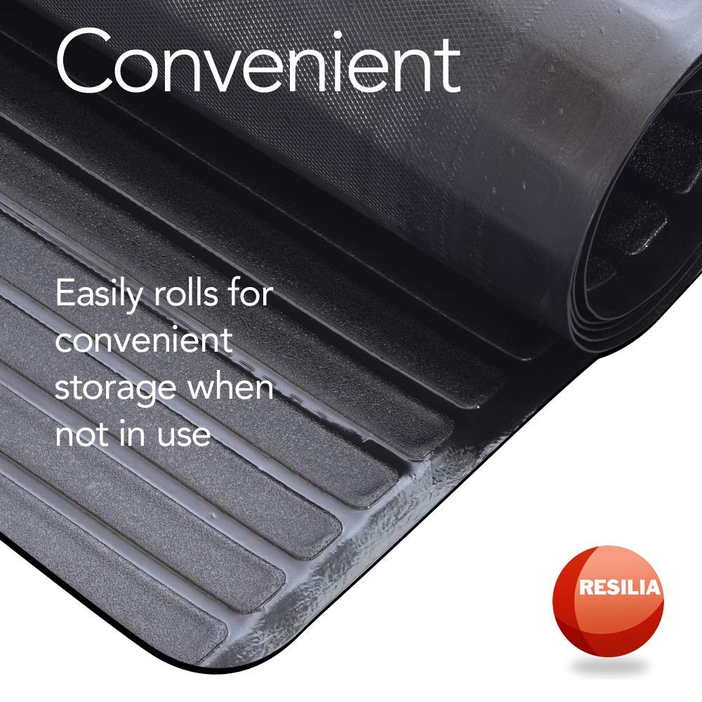 Tapete Protector de Piso Resiliente Resilia Negro Fácil de Limpiar para Gimnasio y Levantamiento de Pesas