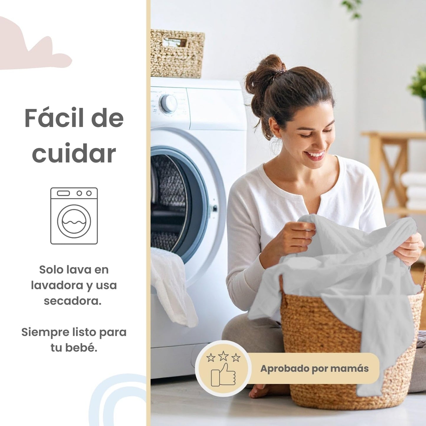 Wishes by Nap Juego de Sábanas para Cama Cuna 95x140cm, Bebé - 3 Piezas - Suaves Gris Unisex