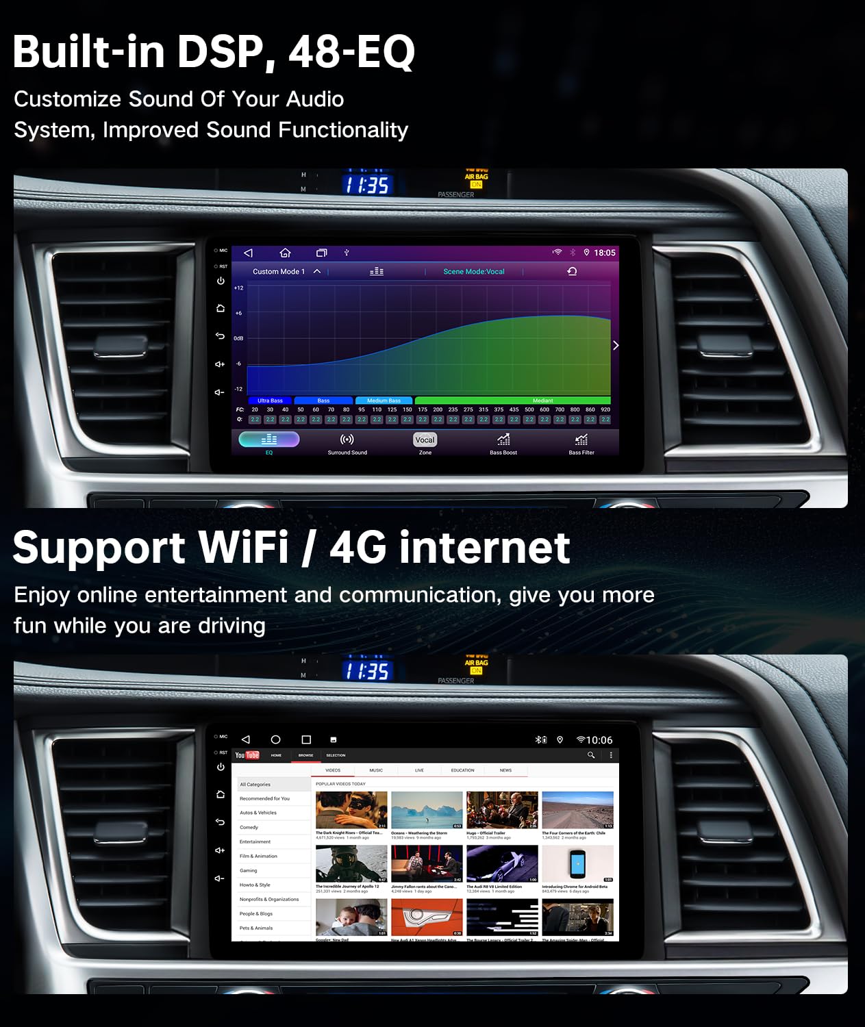 ViaBecs - Radio Android 13 para Toyota Highlander 2014-2019, visualización táctil QLED HD de 10.2 pulgadas, 6G+128G con Apple Carplay, Android Auto, WiFi, DSP, SWC, Radio FM AM