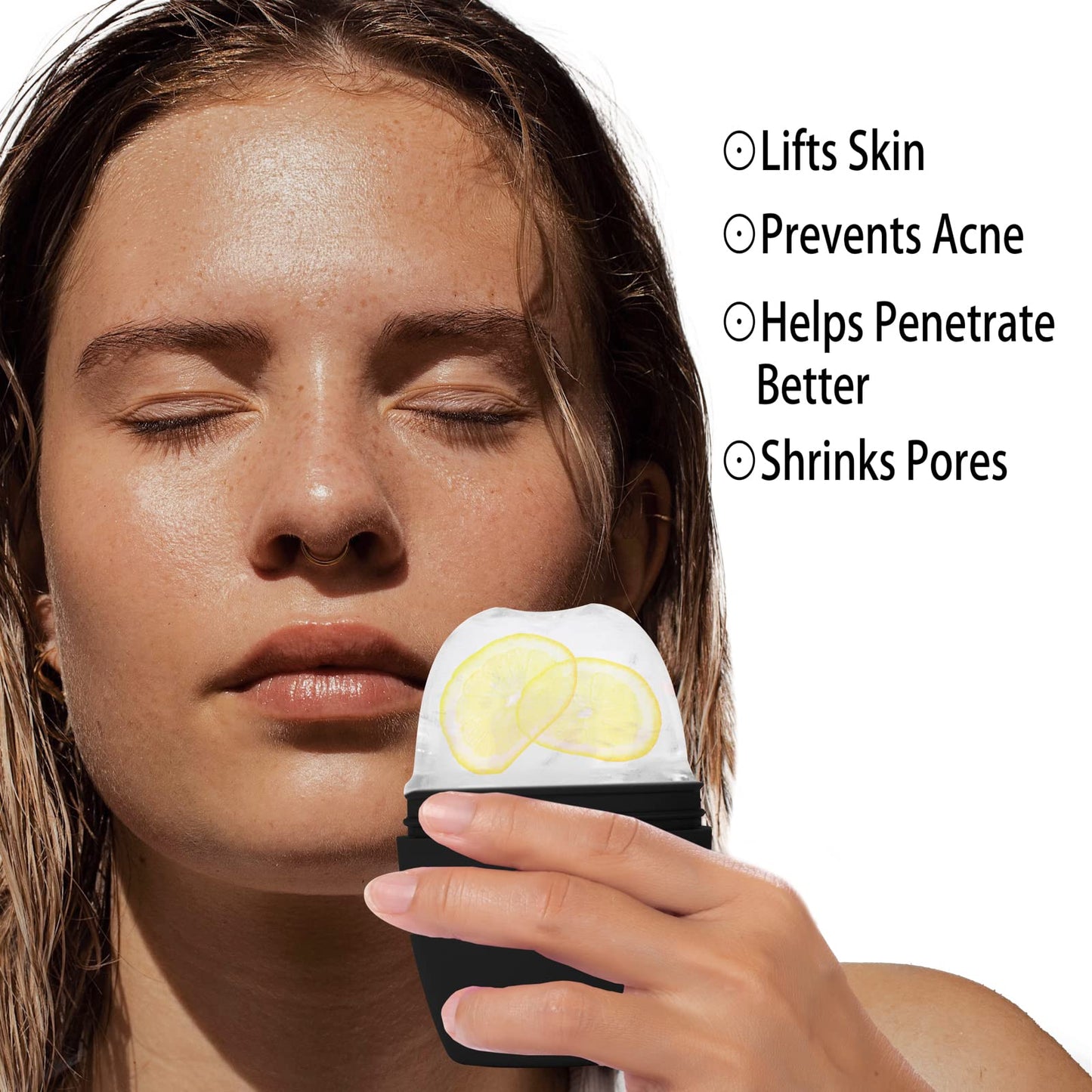 Evmliy Rodillo Facial de Hielo, Rodillo de Hielo de Silicona para Apretar Y Levantar La Piel, para Aliviar La Hinchazón de La Cara Y Los Ojos, Molde Facial Reutilizable para El Cuello para Mejorar El