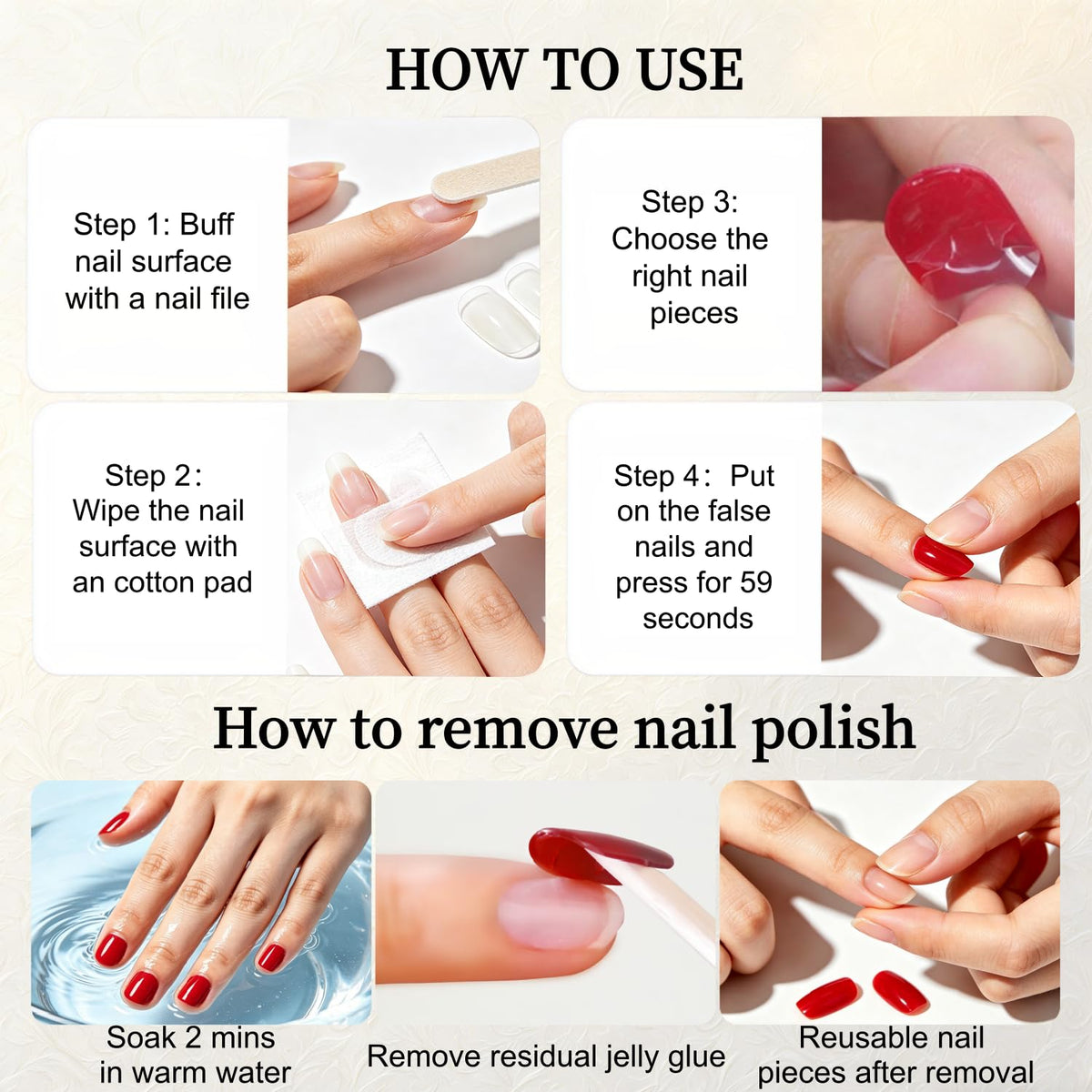 DMJWAN Uñas postizas cortas cuadradas de color sólido, gel suave, sin pegamento, reutilizables, acabado UV, calidad de salón, 24 unidades (rojo vino).