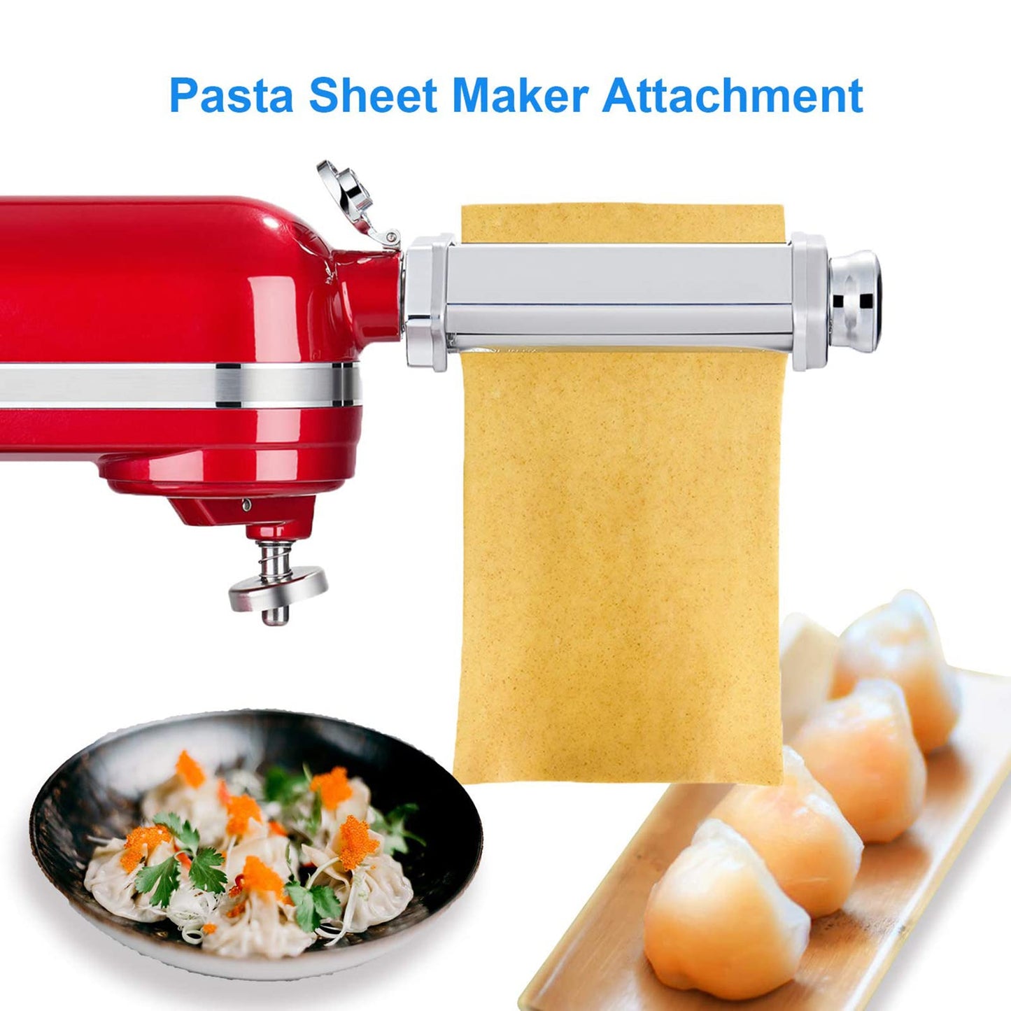 KitchenWin Pasta Maker Attachment Set for Any KitchenAid Stand Mixer, including Pasta Sheet Roller, Spaghetti Cutter, Fettuccine Cutter Accessories and Cleaning Brush