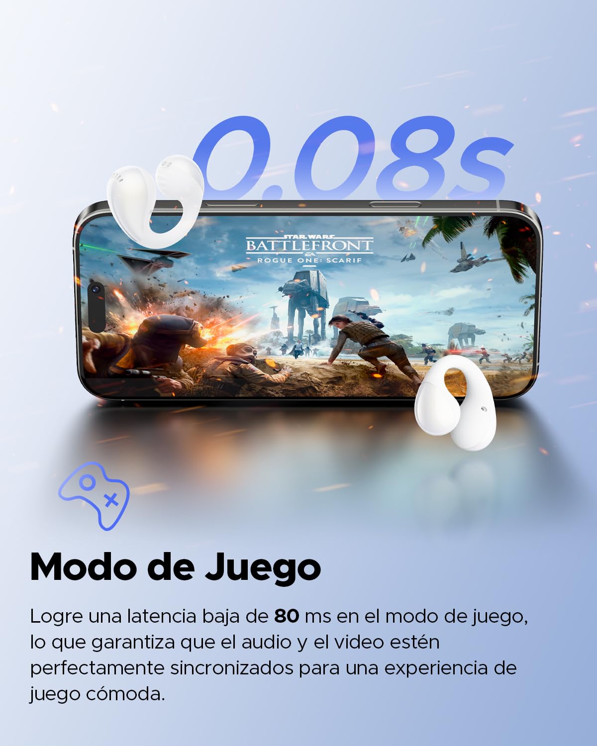 Audífonos Inalámbricos SoundPEATS PearlClip Pro Blanco Open-Ear