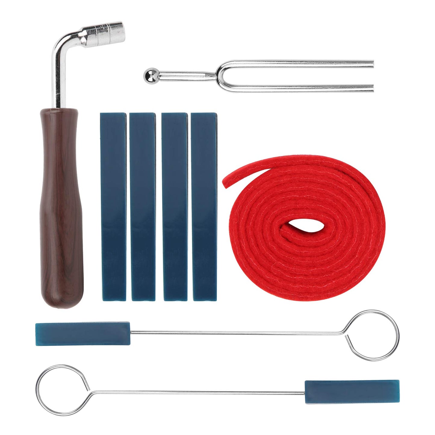 Keenso Juego de Herramientas de afinación de Piano, Llave de afinación en Forma de L de 16 cm, Mudo de Goma de 19 cm, mudos de cuña de Goma de 10,2 cm, diapasón de Banda de Temperamento de 110 cm