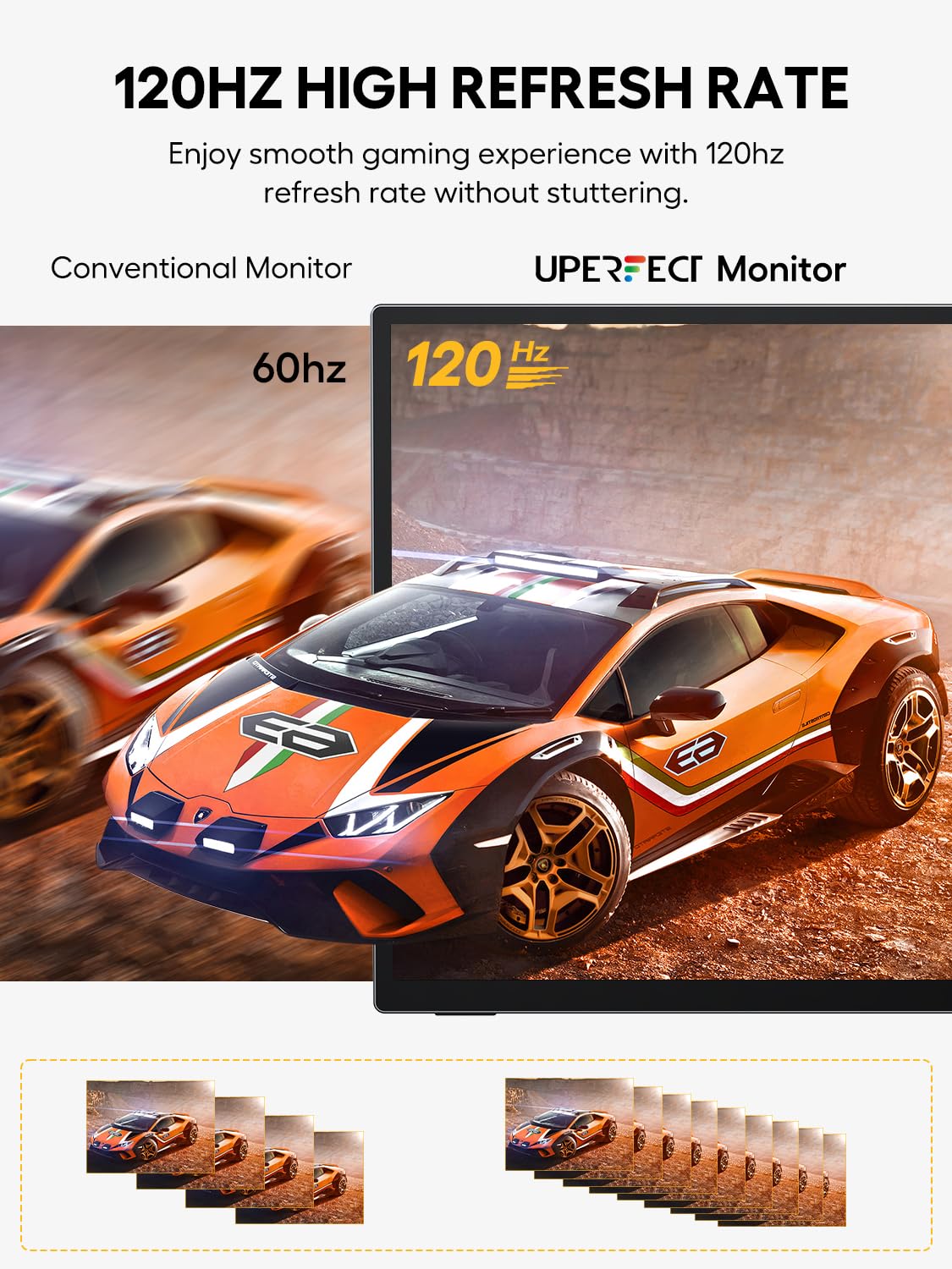 Monitor Portátil UPERFECT 18.5'' Touchscreen Negro 120hz con VESA y Soporte Ajustable 180° para Laptop Switch Phone