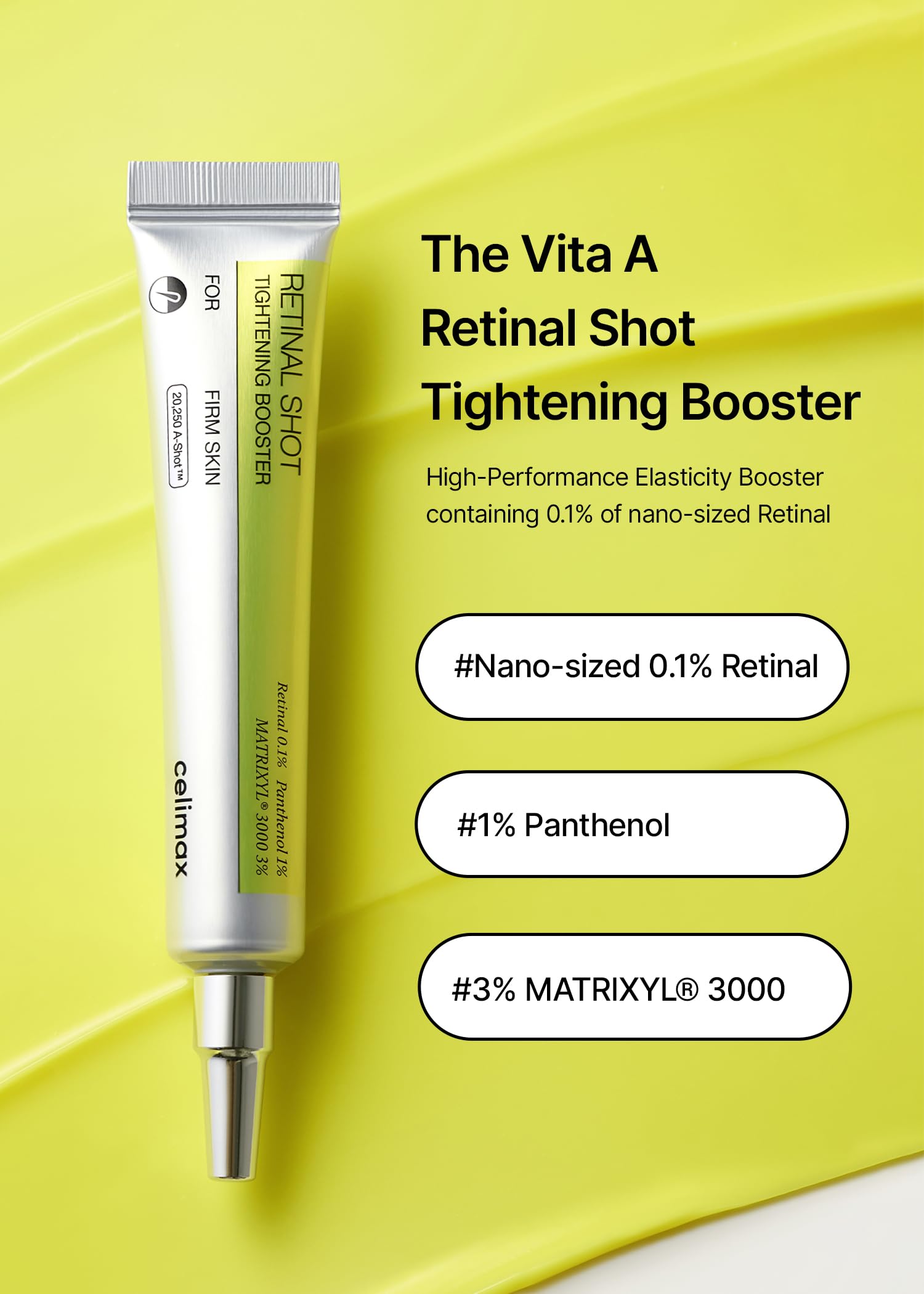 El potenciador reafirmante Vita A Retinal Shot | con retina liposomada, Matryxyl, minimizador de poros, arrugas y líneas finas, piel más firme, 15 ml