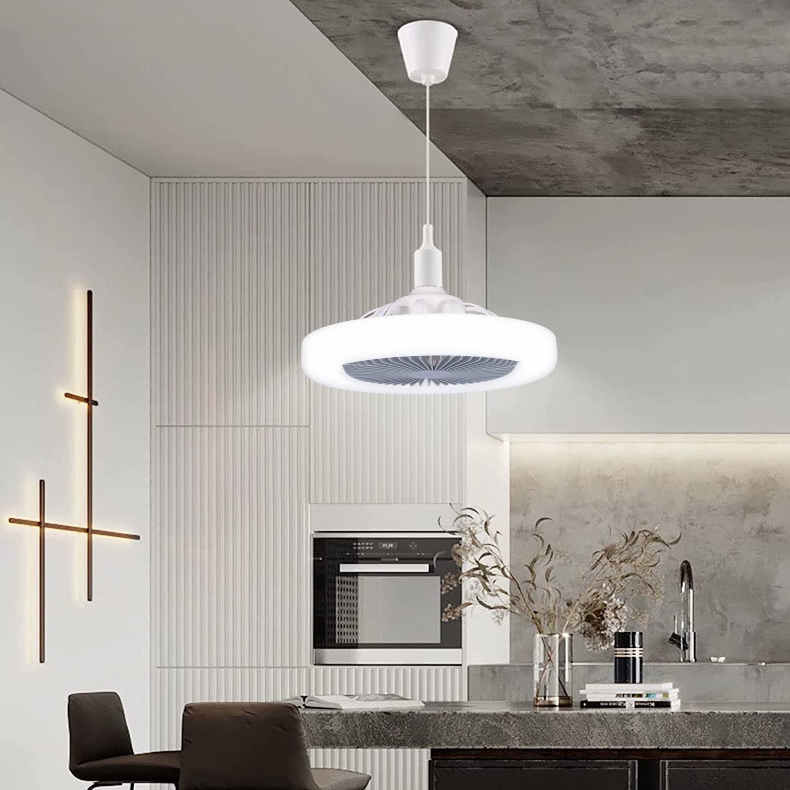 Ventilador de Techo LED E27 30W Perfil Bajo Silencioso para Dormitorio de Niños