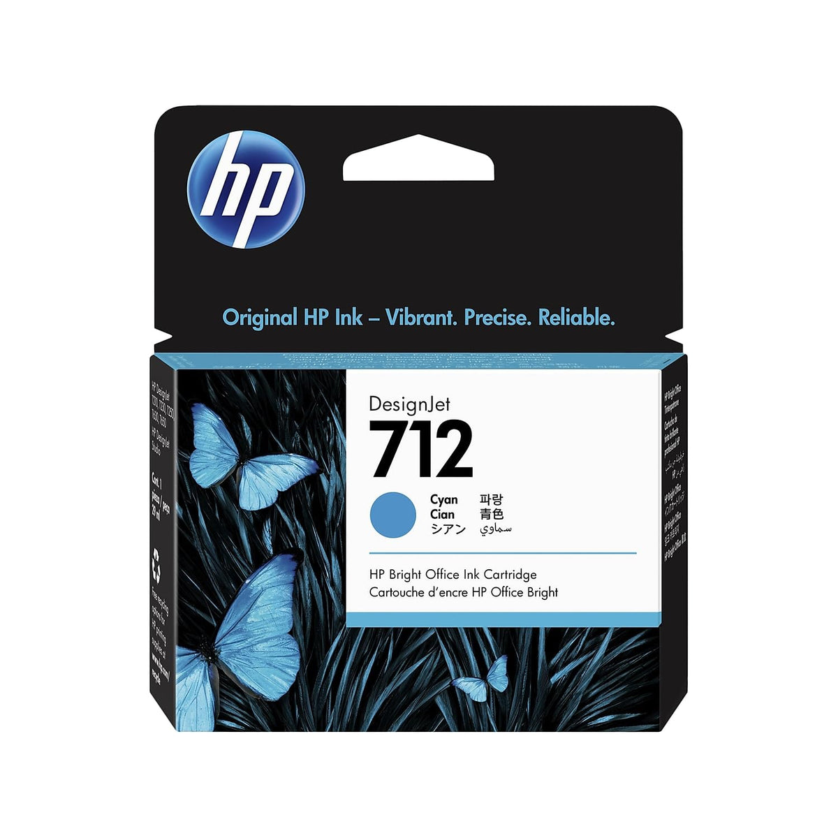 Cartucho de Tinta HP 712 Cyan 29-ml para DesignJet T650, T250, T210 y Studio