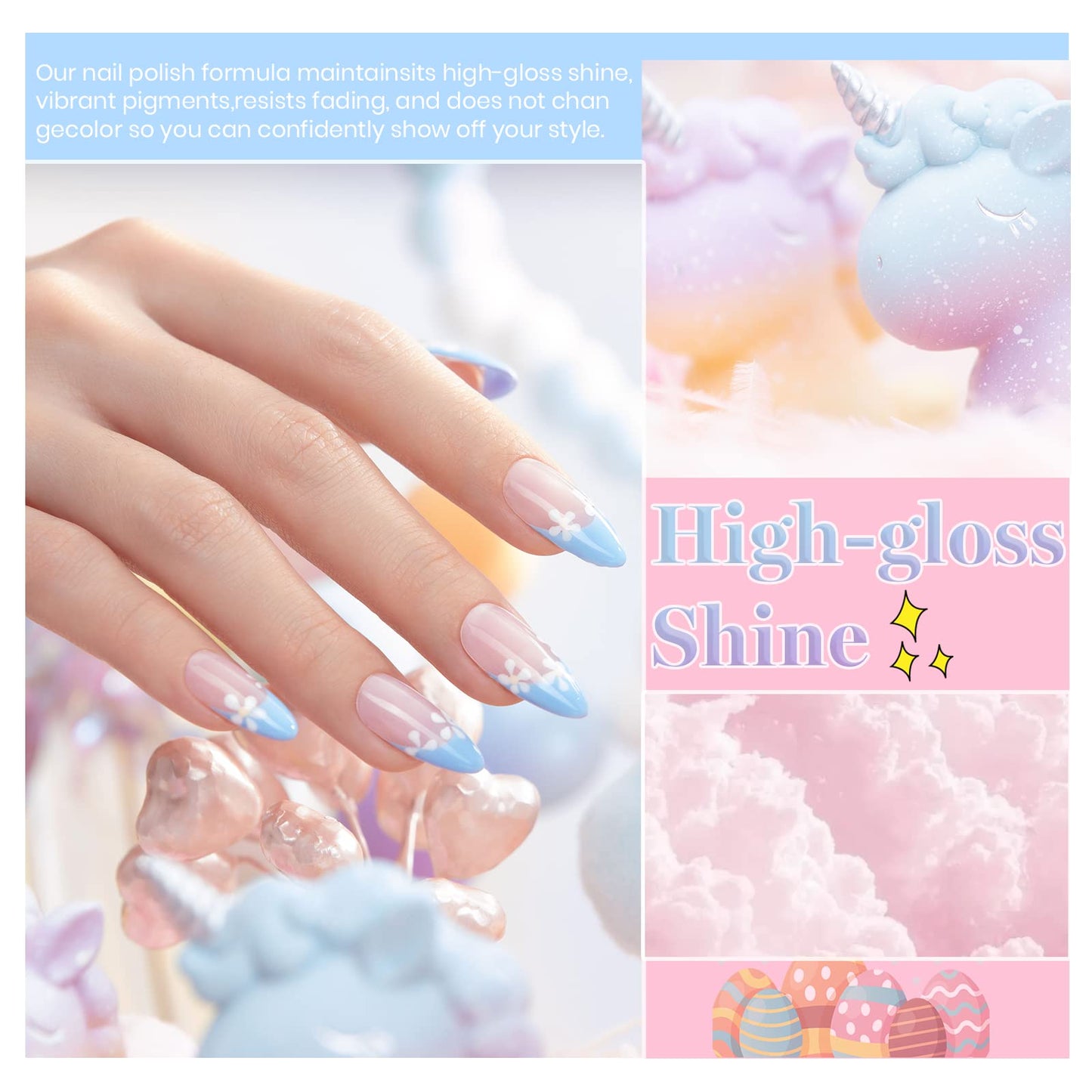 Beetles Pastel Esmalte en Gel Set - Esmalte en Gel Primavera Verano 2022 Pascua Pastel Rosa Amarillo Azul Gel Polaco Empapa Lámpara LED de Uñas Kits de Uñas de Gel Decoraciones de Pascua Caja de Regalos de Arte de Uñas