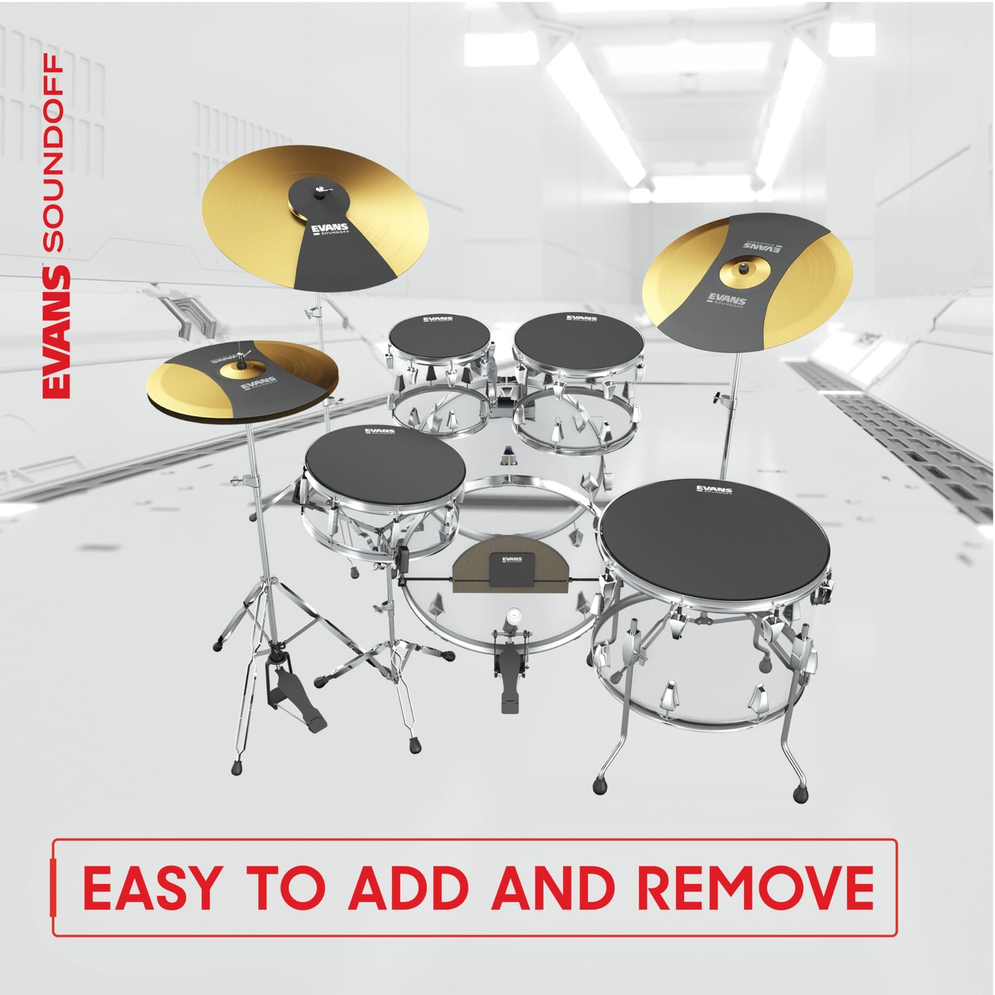 EVANS Sound Off Silenciadores de Batería Tom/Tarola Standard Kit 12", 13", 14", 16" Paquete de 4