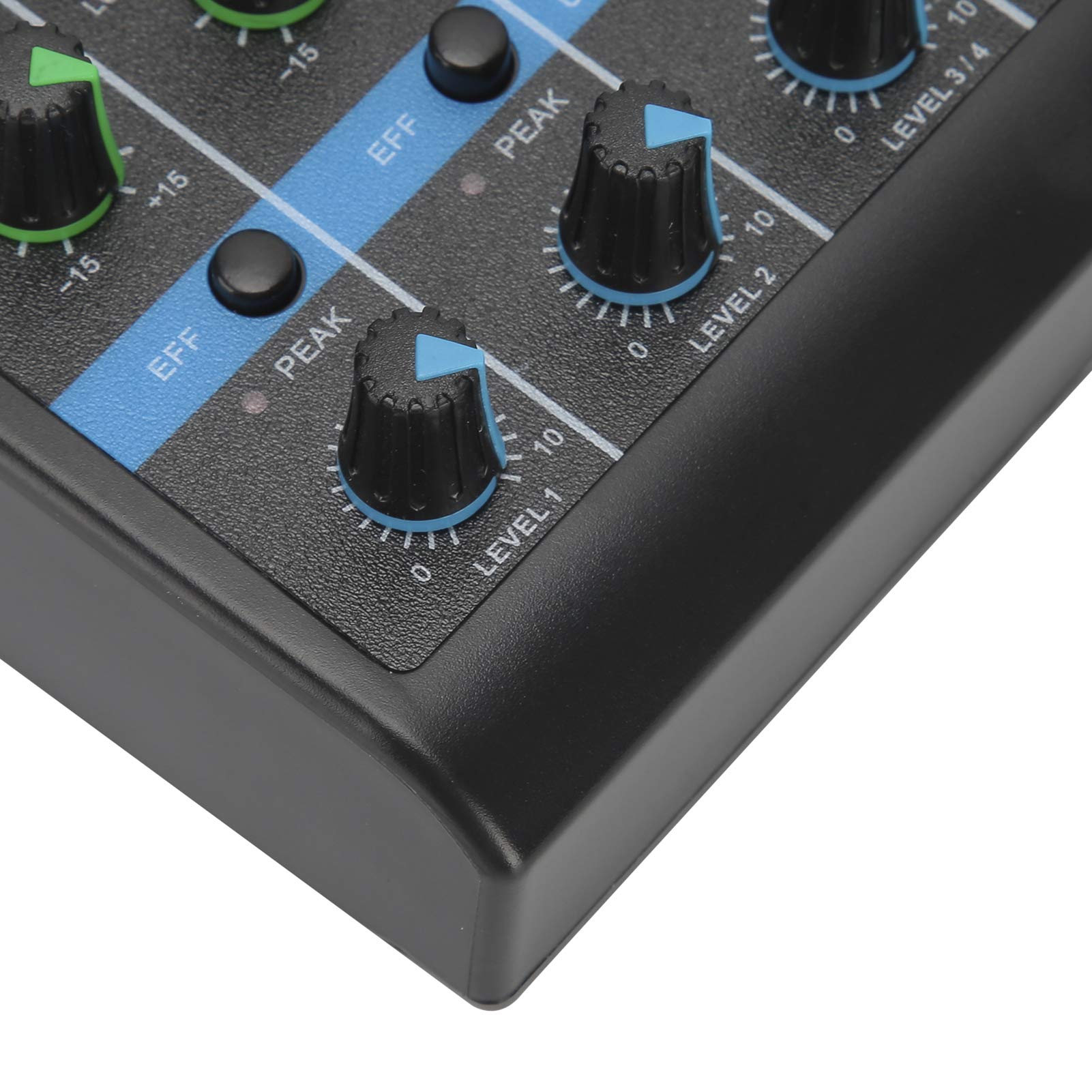 Heayzoki Consola de Placa de Sonido de Mezclador de Audio, Mezclador de Audio de 4 Canales, Consola de Mezcla Estéreo USB Compacta, con Tarjeta de Sonido, para el Hogar/Computadora(US)