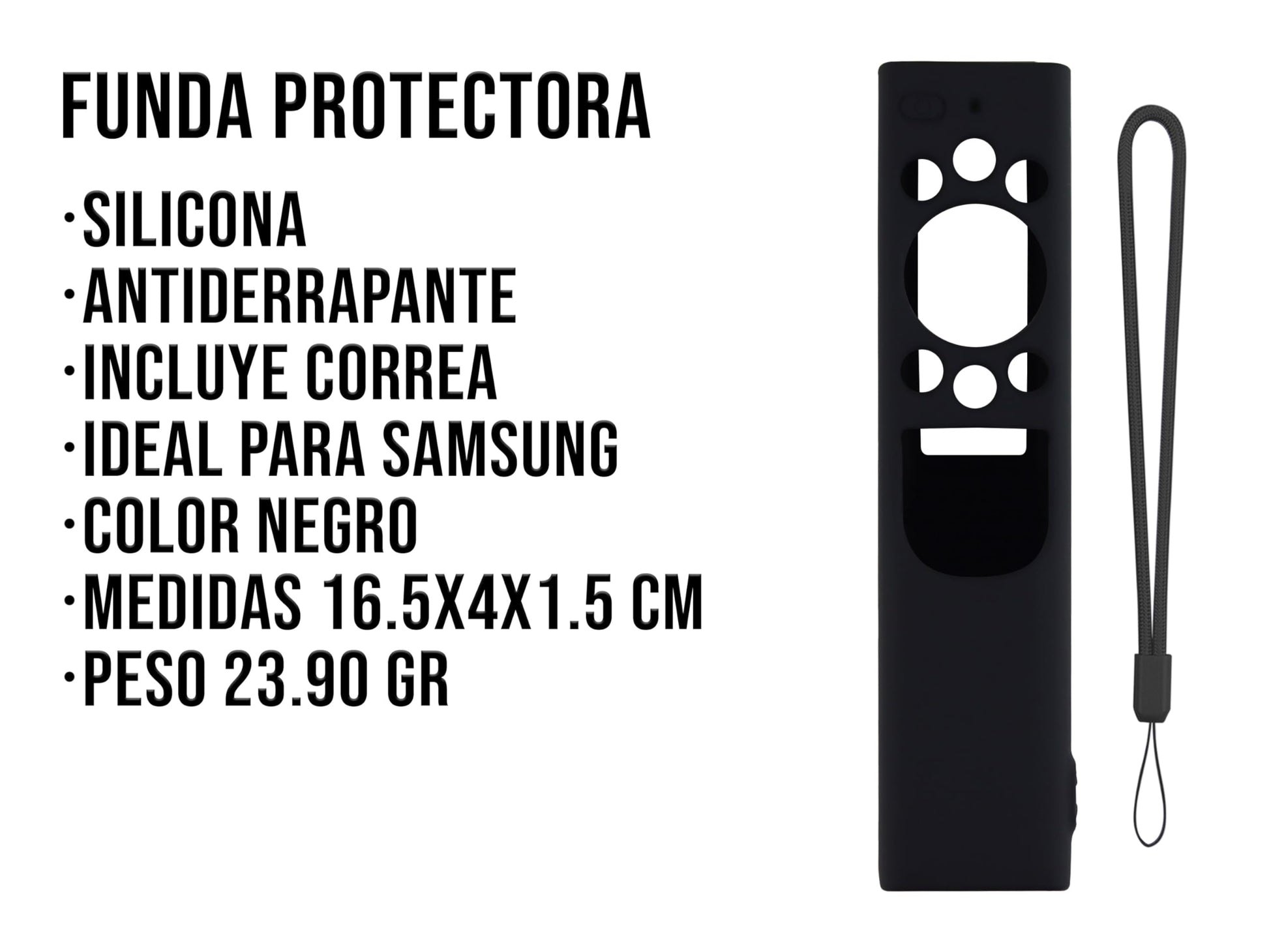 CONTROL EXPERT Funda para Control Samsung 4k Case Panel Solar Smart TV Pantalla Bn59-01363a, Bn59-01385d, Bn59-01357a Silicon Protector (Negro)