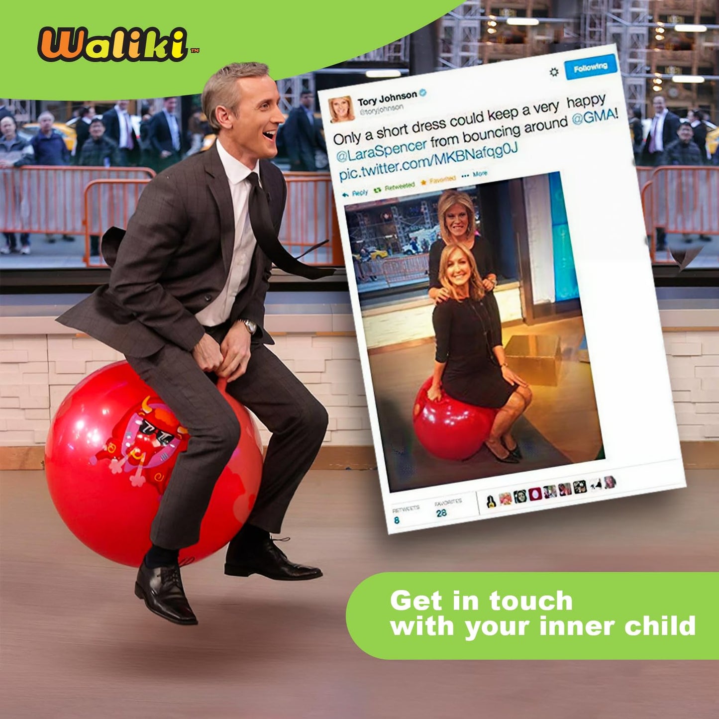 Pelota Saltarina Infantil Waliki Toys Rojo 20 Pulgadas con Bomba para Niños