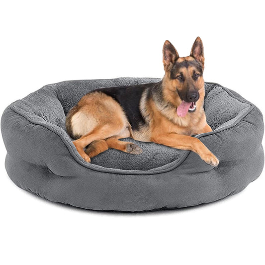 Cama para Perro OPUEW Gris con Fondo Antideslizante y Terciopelo Cómodo para Perros Grandes