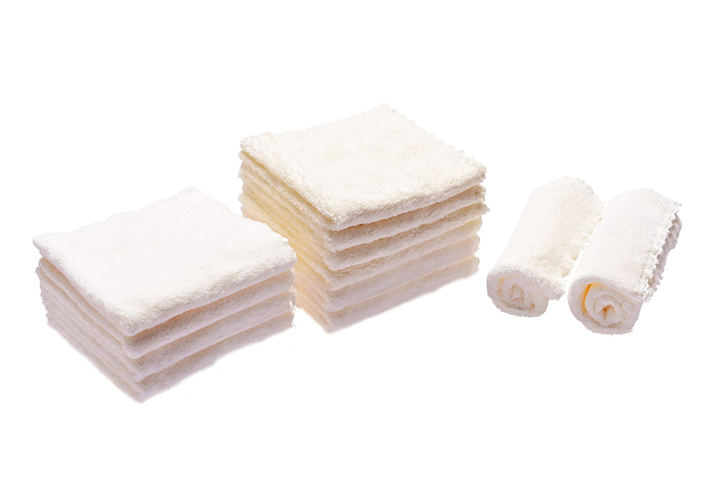 Kyapoo - Juego de 12 paños de microfibra para bebé, 30,5 x 30,5 cm, color blanco