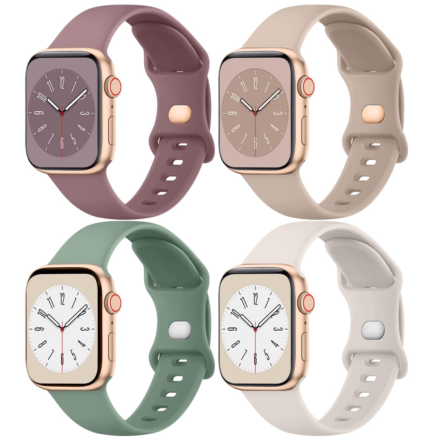 Paquete de Bandas de Silicona Líquida para Apple Watch 42mm Rojas para Mujeres y Hombres