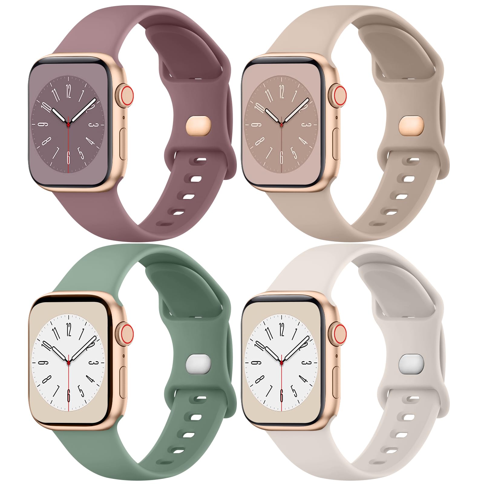 Paquete de Bandas de Silicona Líquida para Apple Watch 42mm Rojas para Mujeres y Hombres