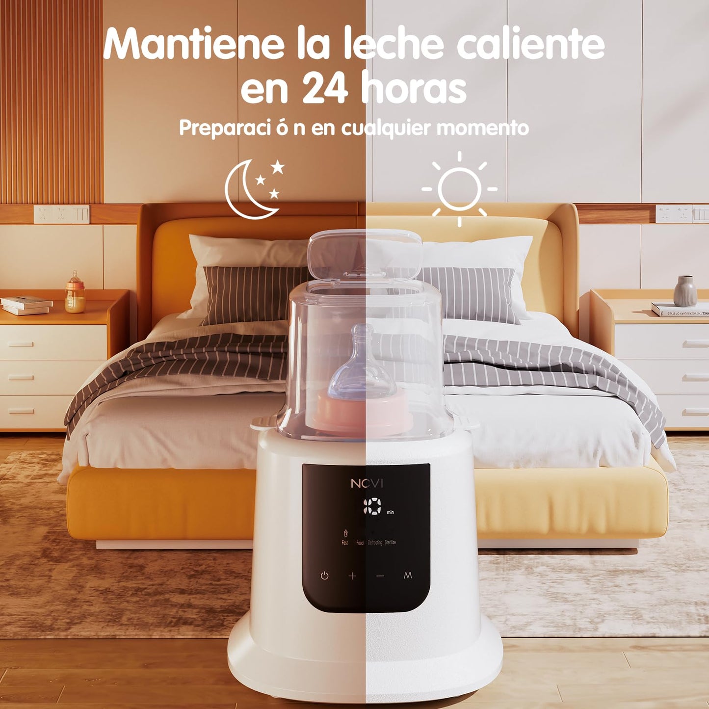 NCVI Calentador de biberones, Calentador rápido de leche para bebés, Calentamiento y deshielo de alimentos, esterilización a vapor, Multifuncional, con temporizador, apagado automático, sin BPA