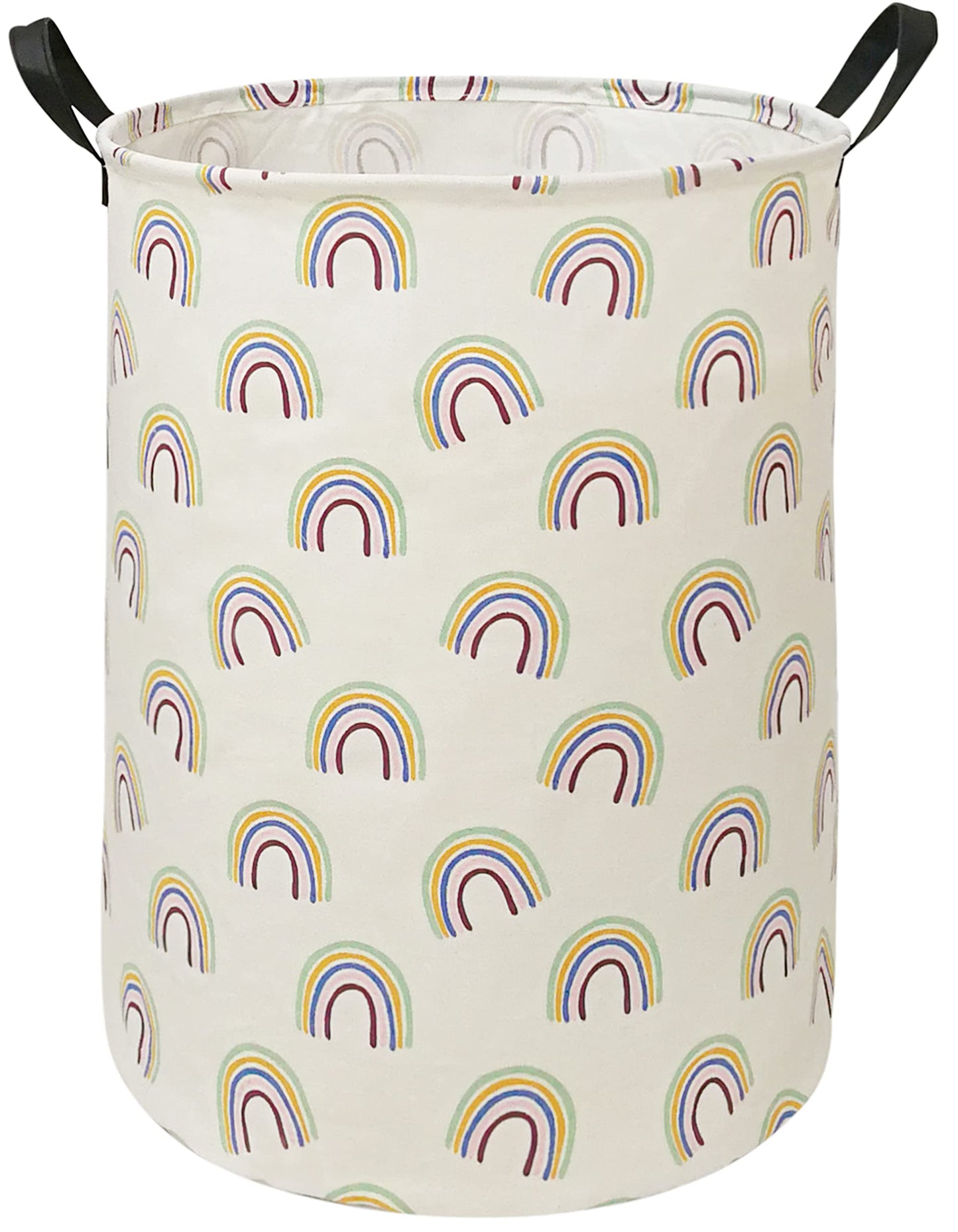 ACMUUNI Cesta redonda de 19.7 pulgadas con patrón de arco iris para ropa de lavandería con asas, organizador de almacenamiento, cesta de regalo para habitación, decoración de recámara