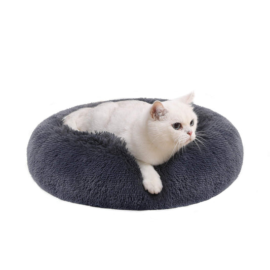 Feandrea Cama de Perros, Cama para Mascotas, Diámetro de 50 cm, Cojín Central Extraíble y Lavable, Alfombra de Felpa, Gris Oscuro MPGW037G02