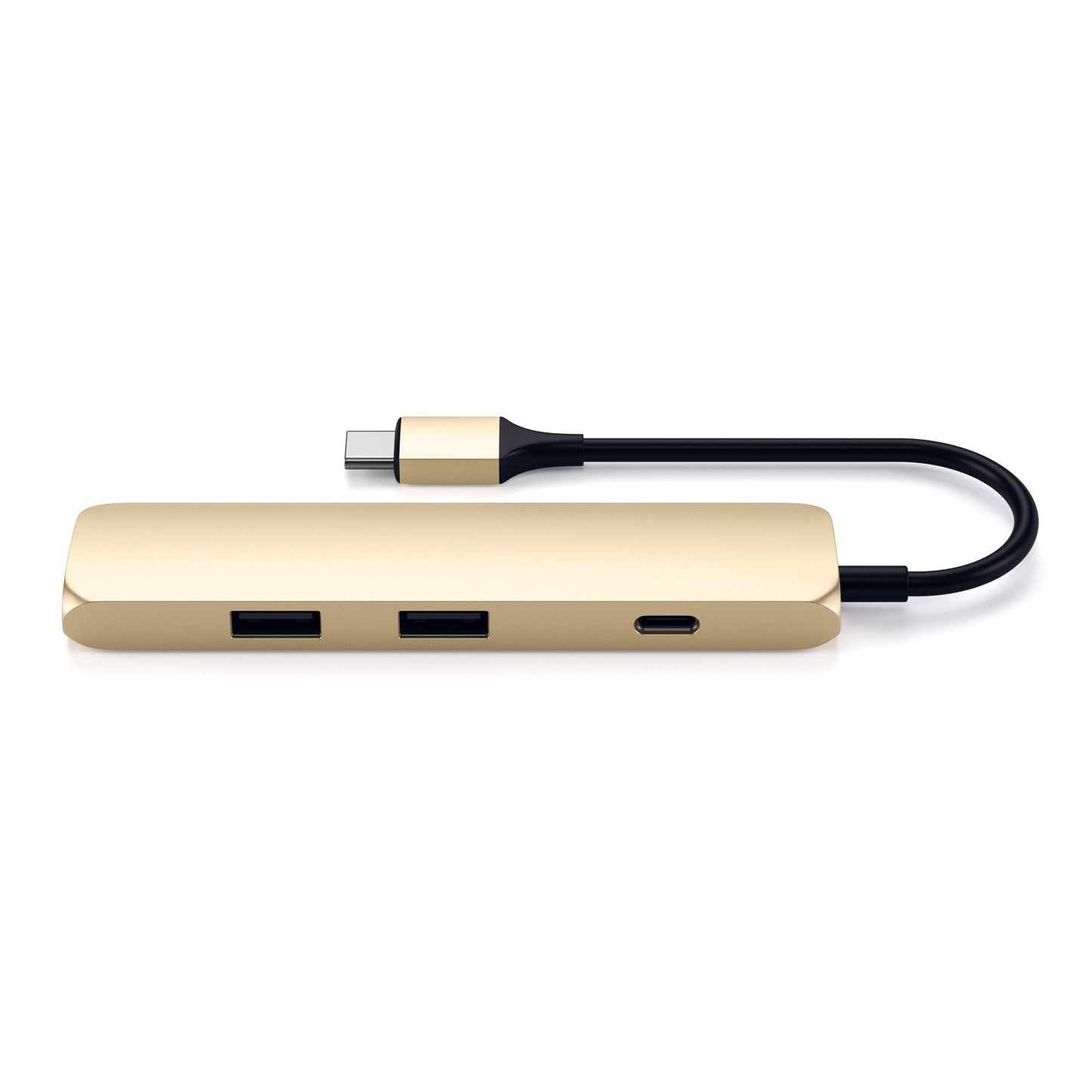 SATECHI Adaptador Multi Puertos Tipo-C Slim con USB-C Pass-Through, 4K HDMI, USB 3.0 - para M2/ M1 MacBook Pro/Air, M2/ M1 iPad Pro/Air, M2 Mac Mini, iMac M1 (Oro)