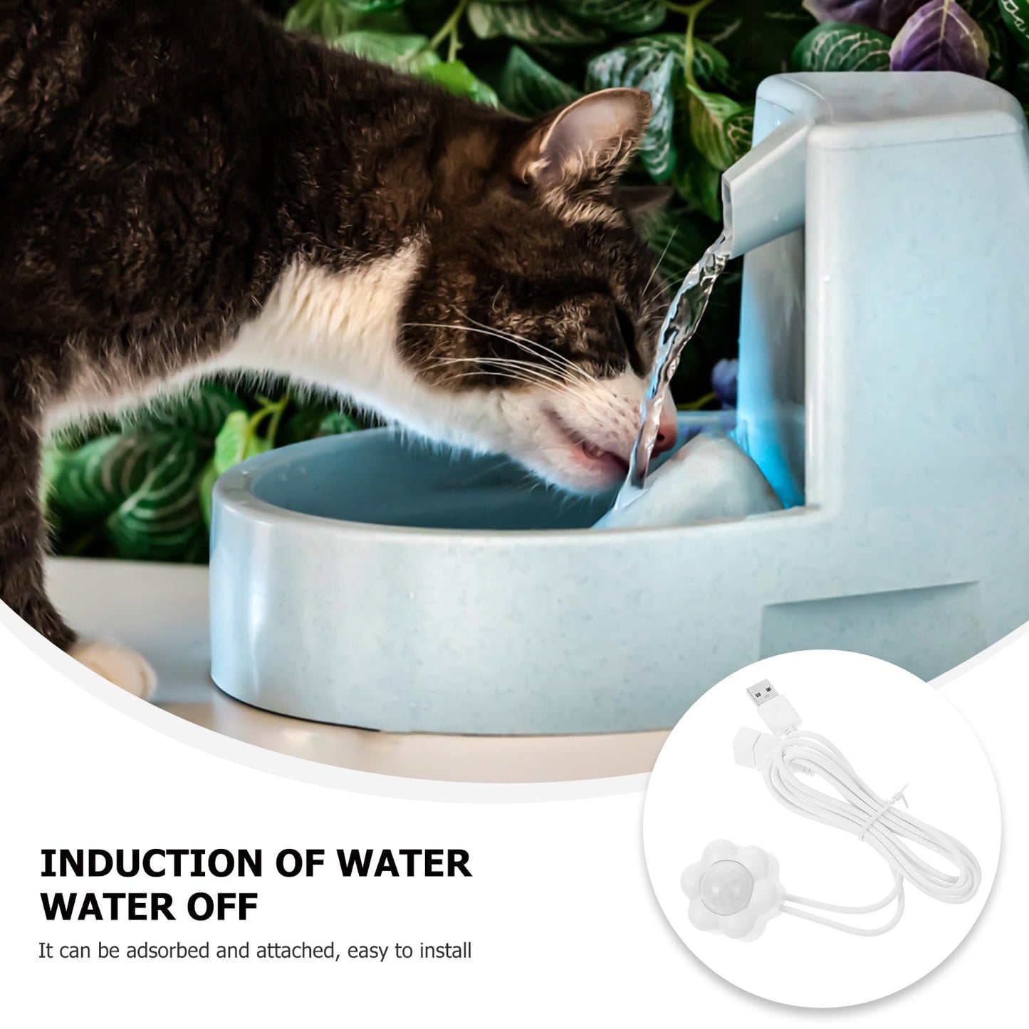 BESPORTBLESensor de fuente para gatos, sensor de movimiento de parada y arranque automático de fuente de agua para gatos - Sensor de fuente de agua universal para mascotas