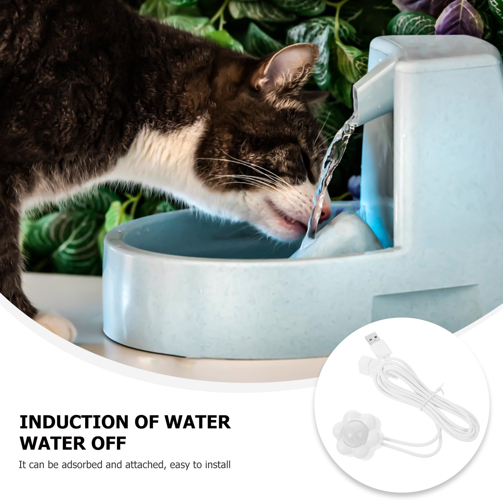 BESPORTBLESensor de fuente para gatos, sensor de movimiento de parada y arranque automático de fuente de agua para gatos - Sensor de fuente de agua universal para mascotas